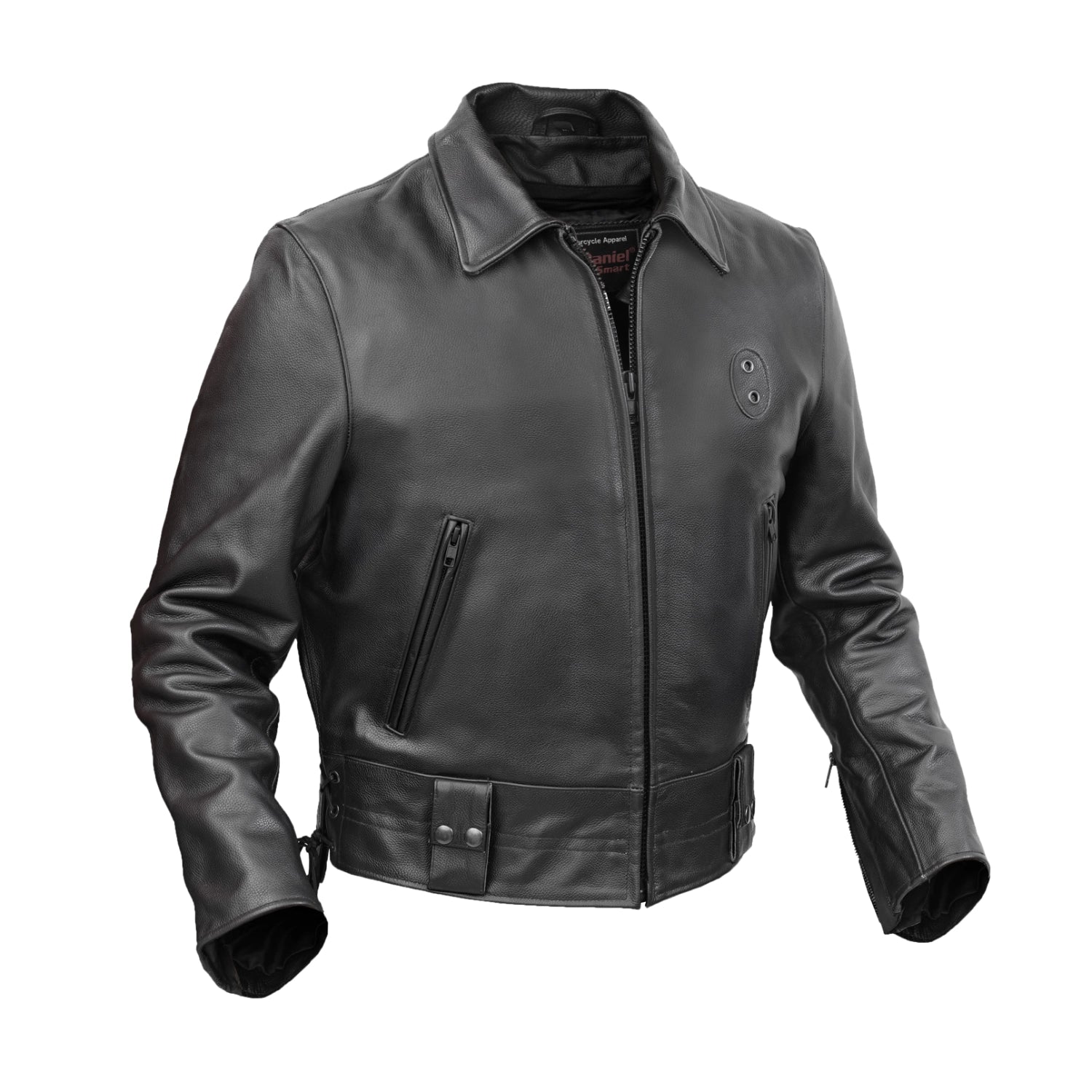 Crime Stop Men’s Leather Motorcycle Jacket