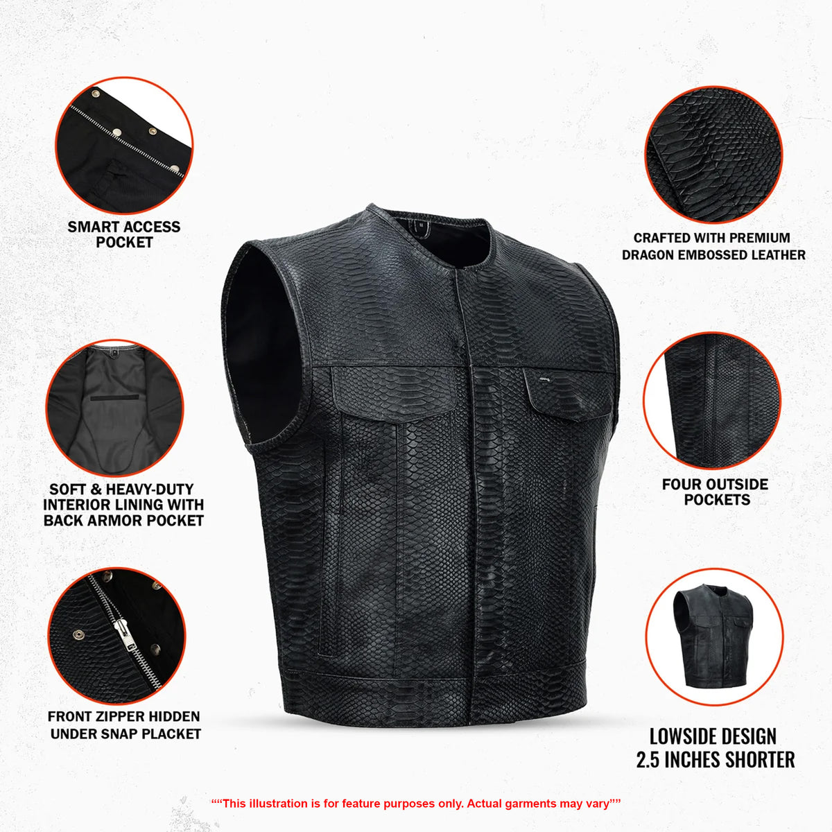 Croc Commander™ Men's Lowcut Motorcycle Leather Vest