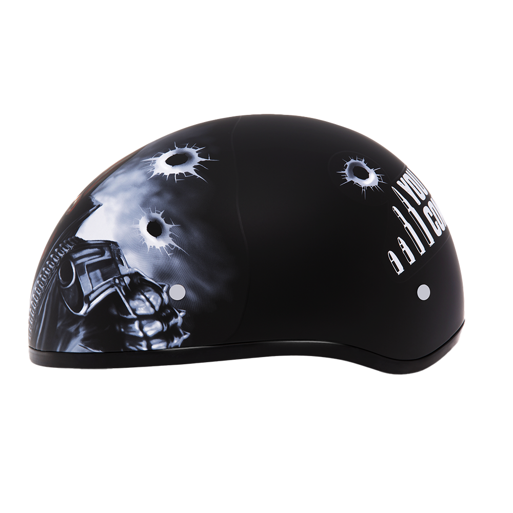 Daytona Motorcycle Half Face Helmet - Skull Cap Graphics - Come Get 'Em
