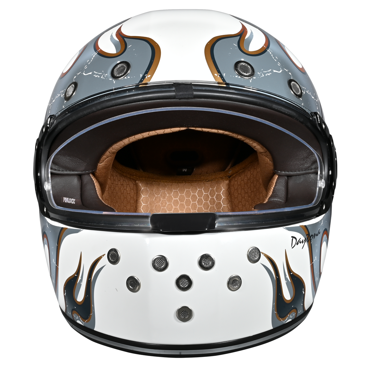 Daytona Retro Flames Full Face Motorcycle Helmet, 2XL