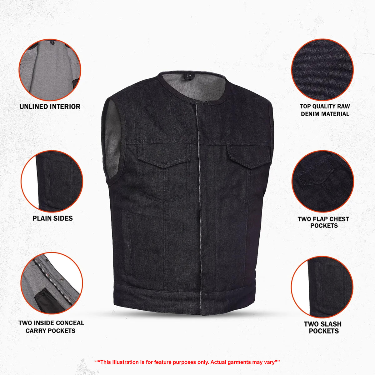 Lockshot Men's Denim Motorcycle Vest
