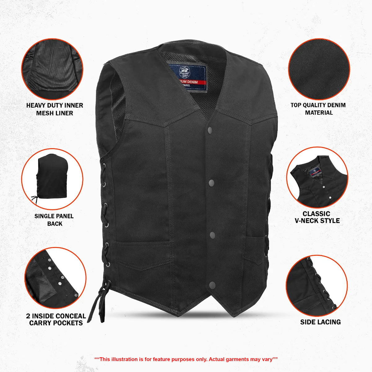 Frenzy Men's Denim Motorcycle Vest
