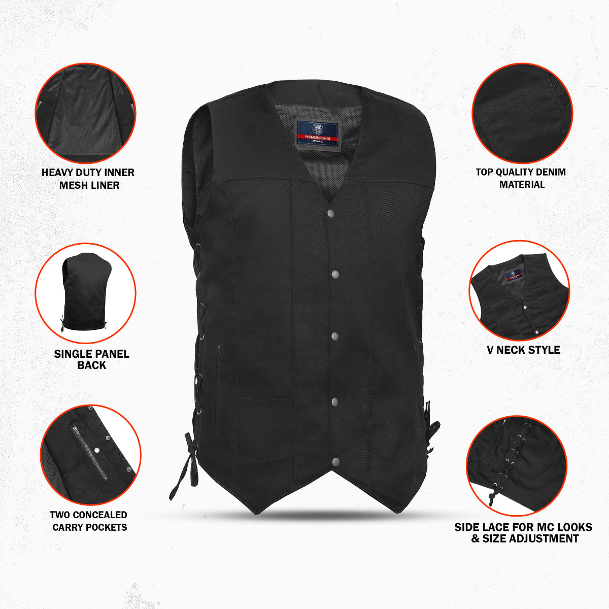 Vandal Men's Denim Motorcycle Vest