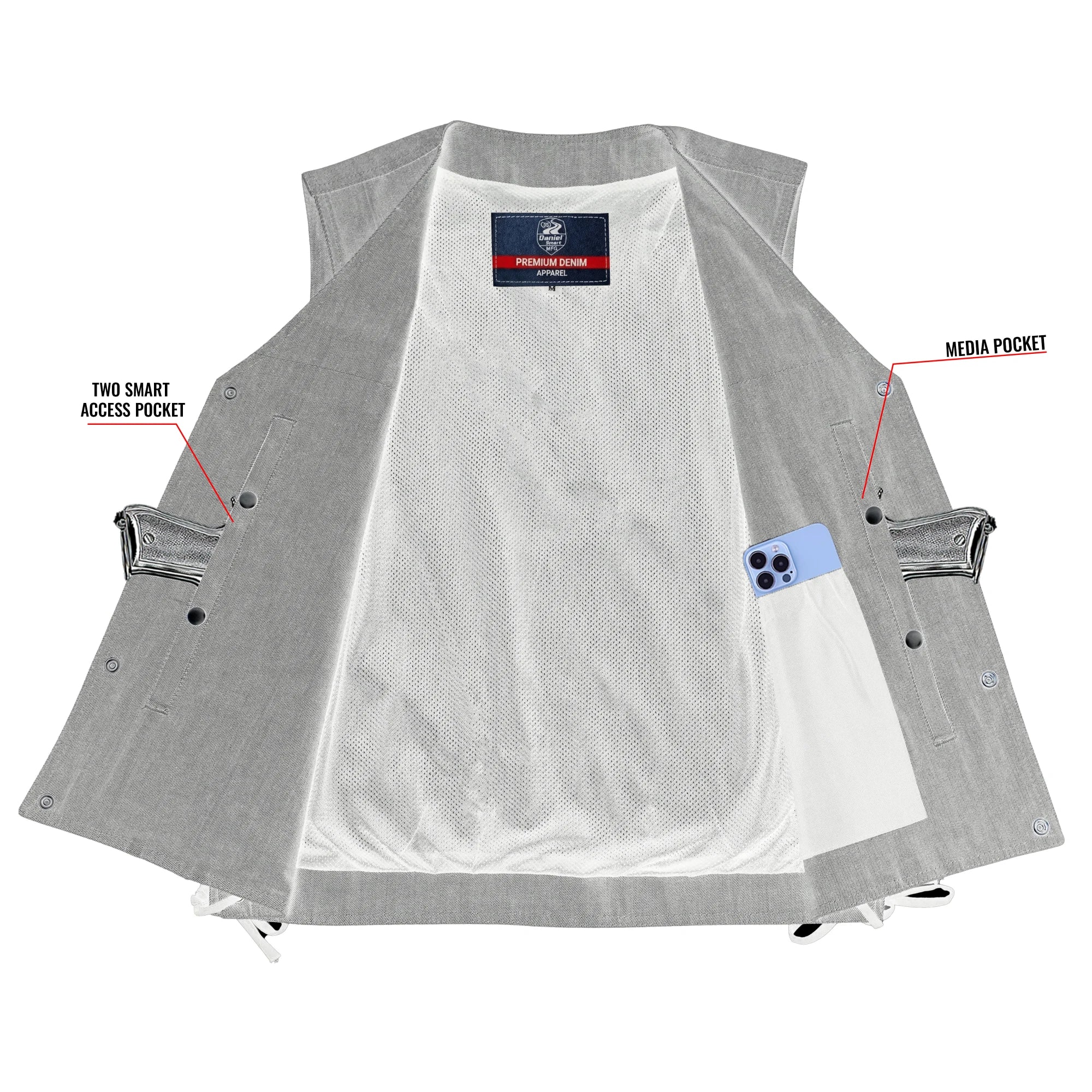 Wild Venture Men's Denim Motorcycle Vest