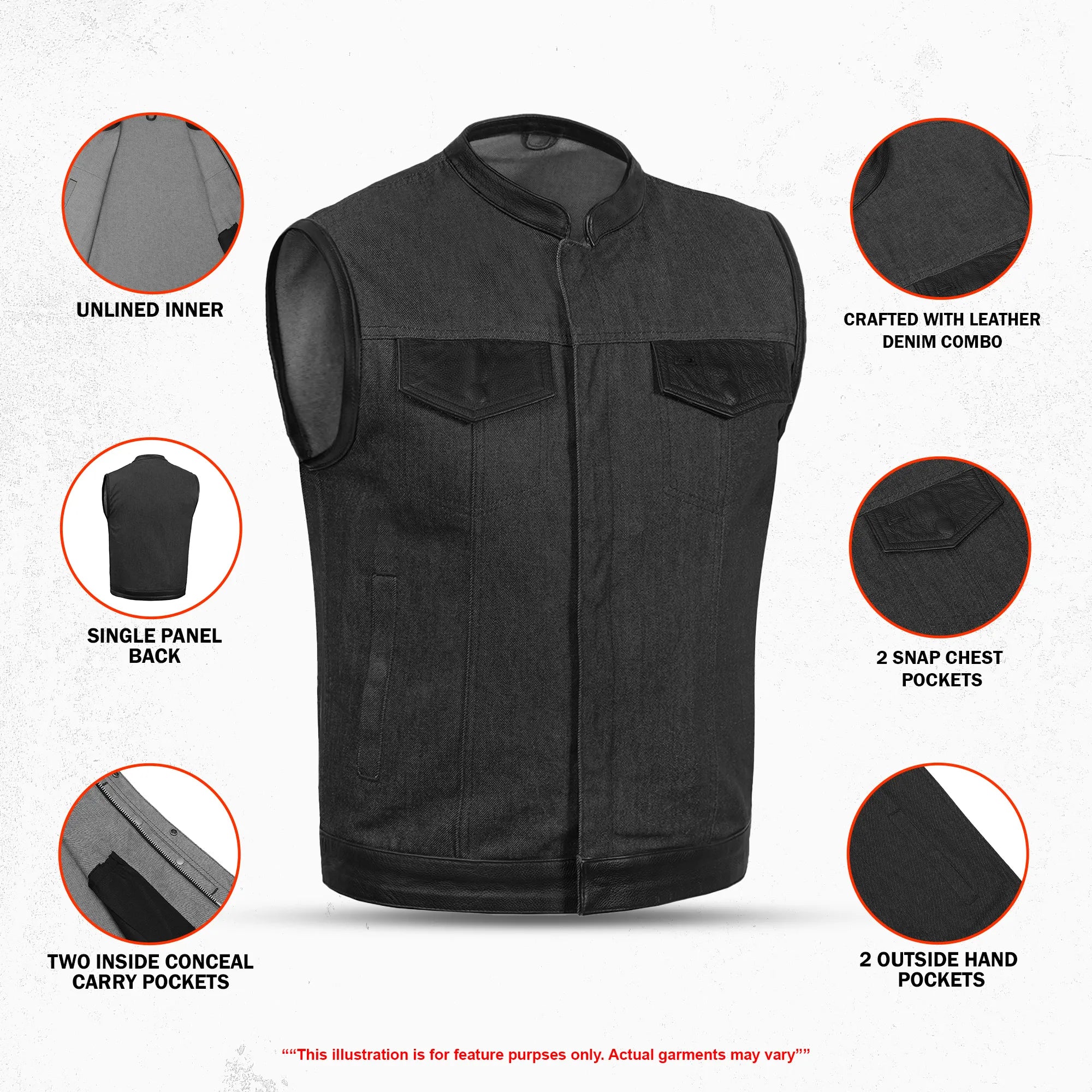 Riding Soul Men's Denim Motorcycle Vest