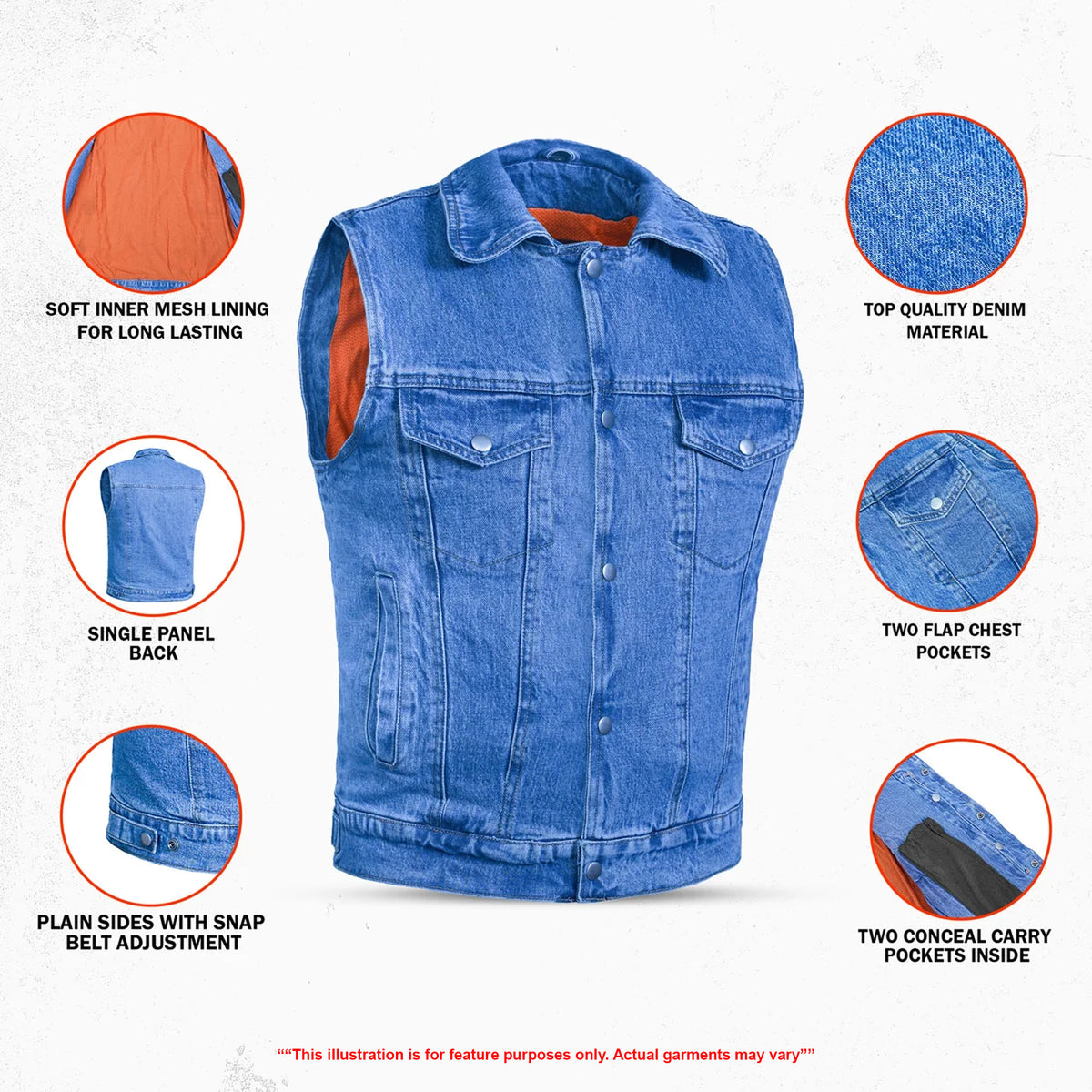 Shocker Men's Denim Motorcycle Vest