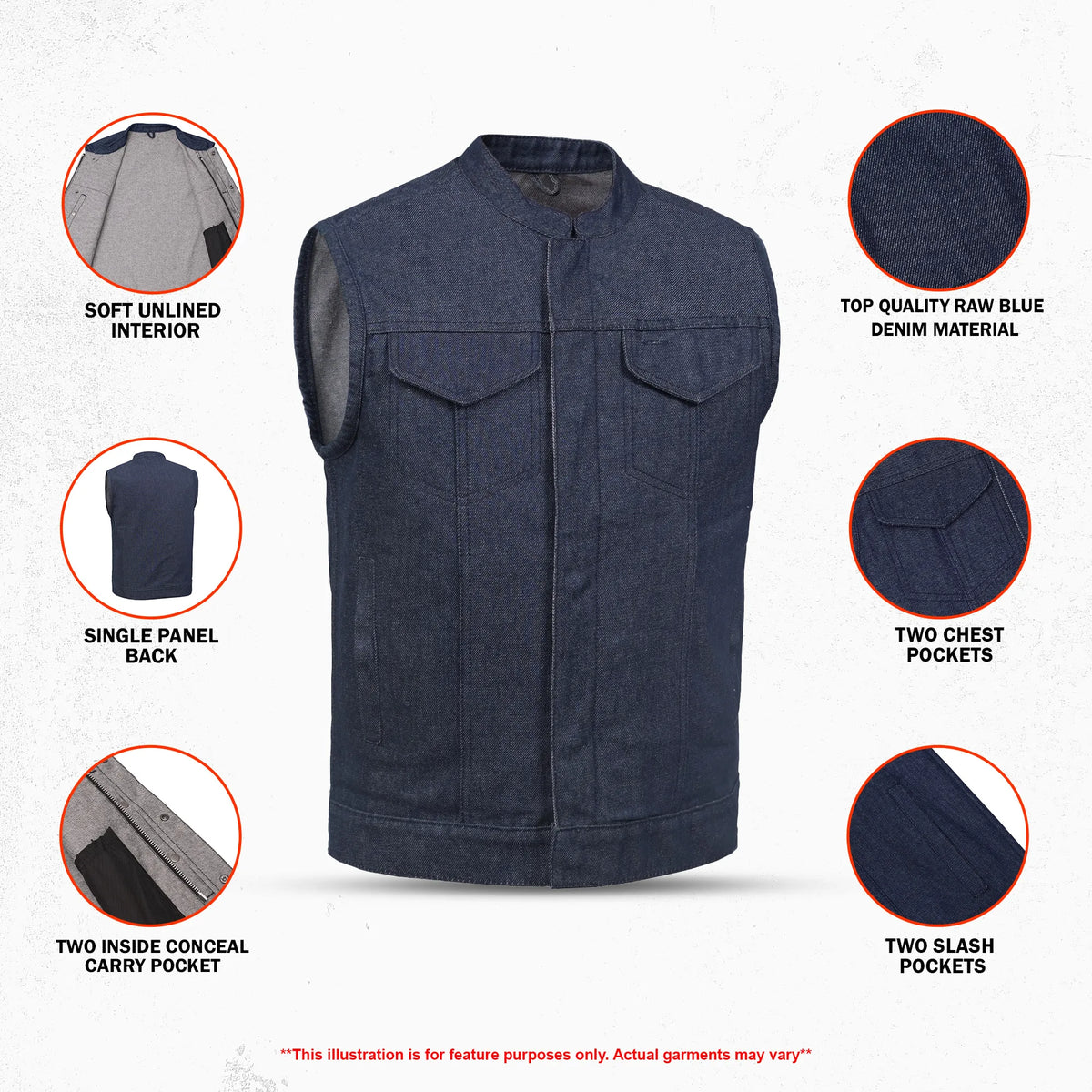 Chopper Men's Denim Motorcycle Vest