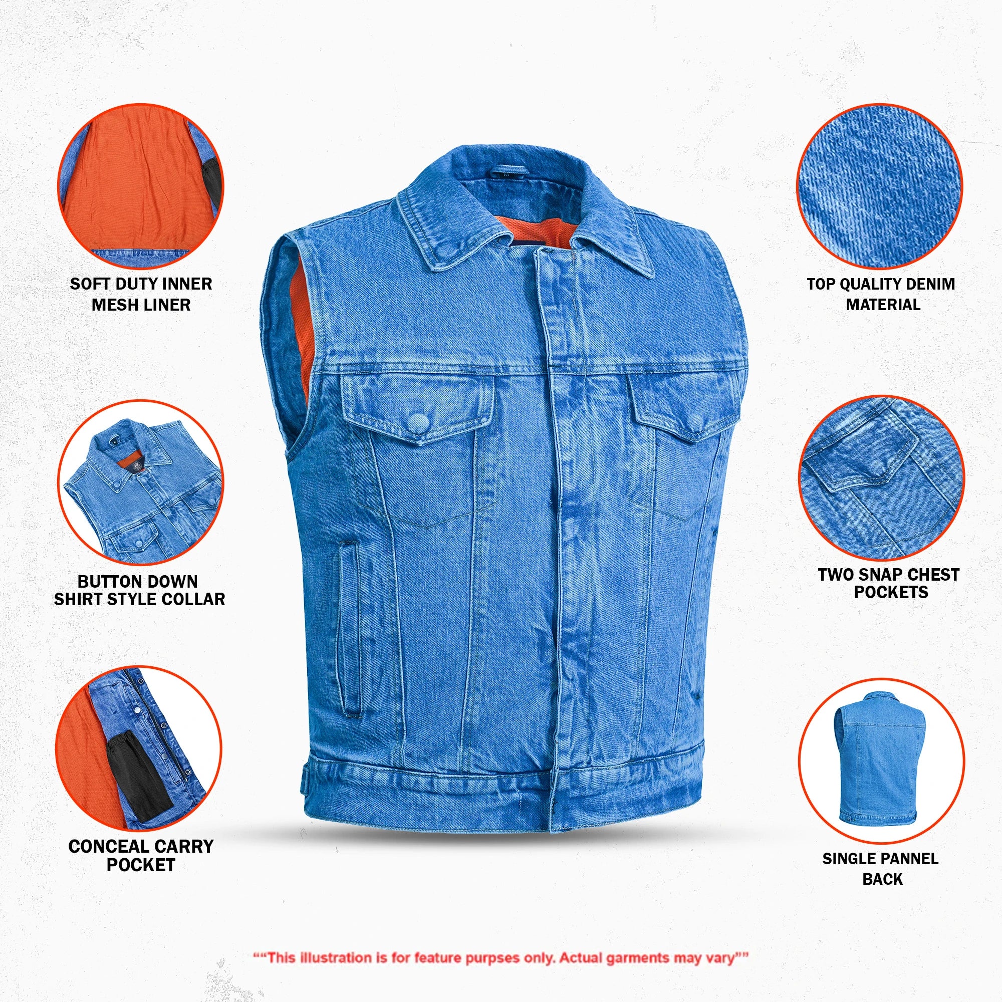Pulse Men's Denim Motorcycle Vest