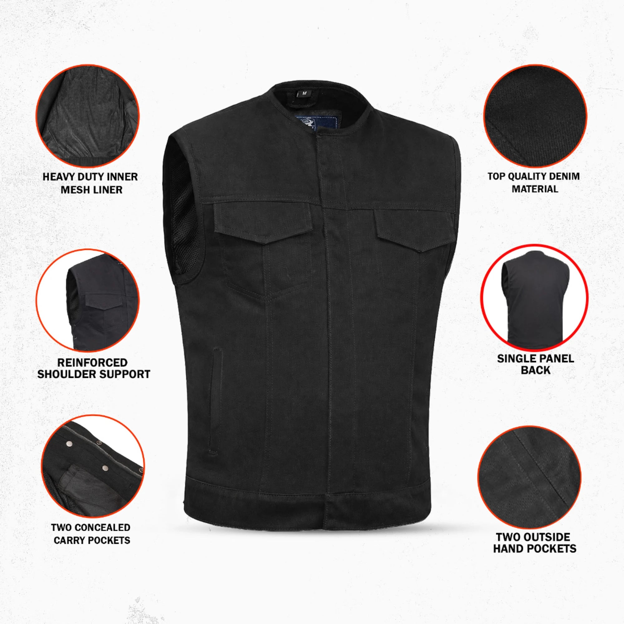 Mad Max Men's Denim Motorcycle Vest