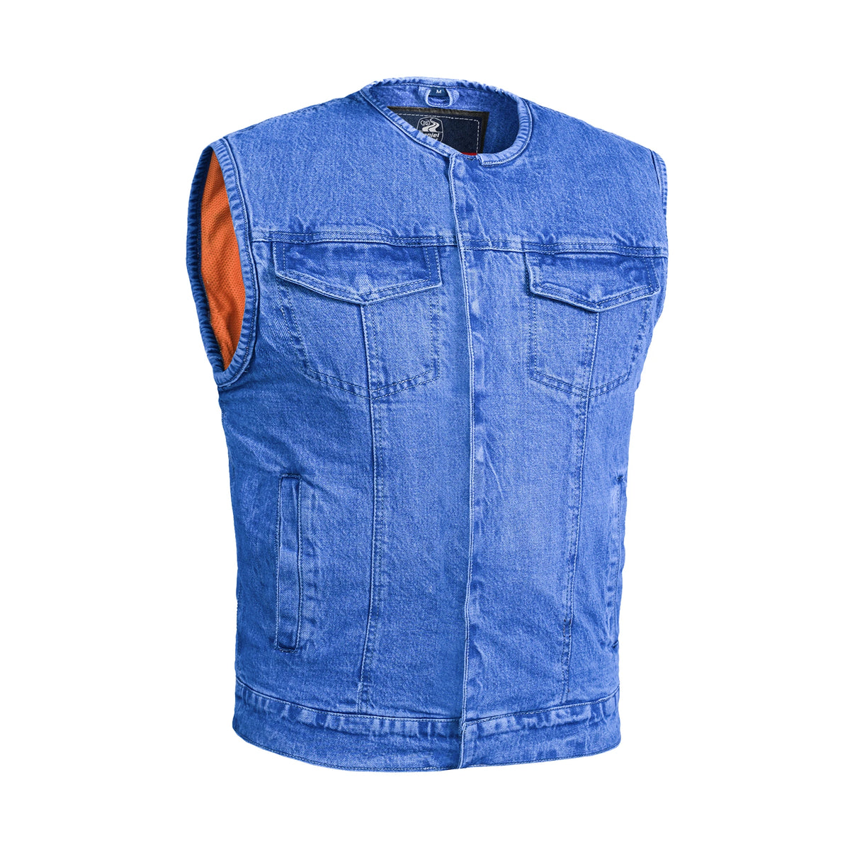 Concealed Snaps, Denim Material, Hidden Zipper, w/o Collar Vest 8XL