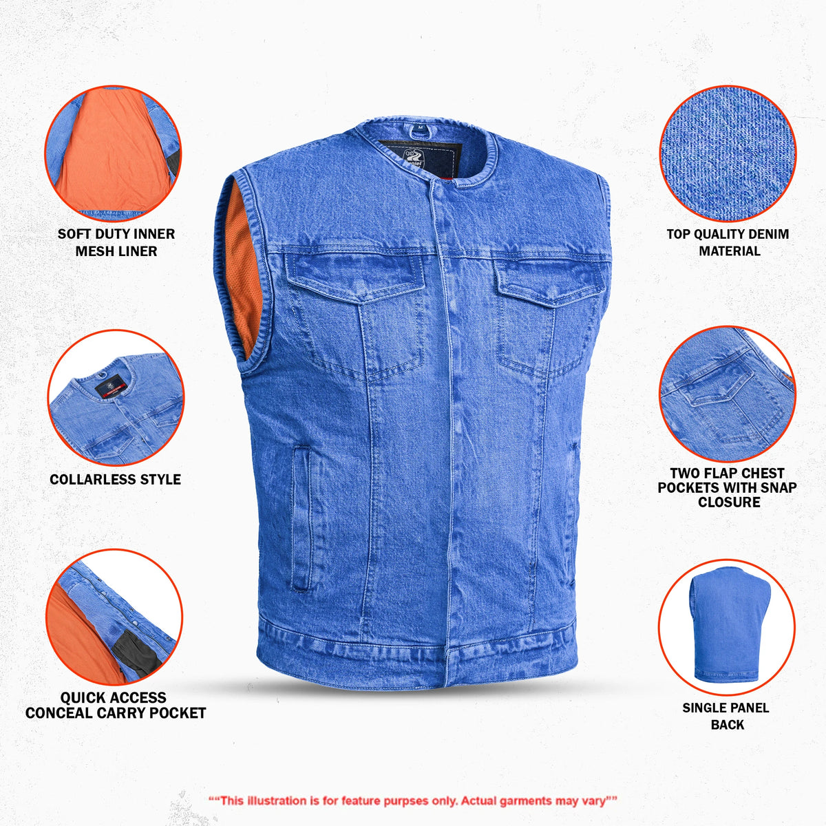 Mad Max Men's Denim Motorcycle Vest