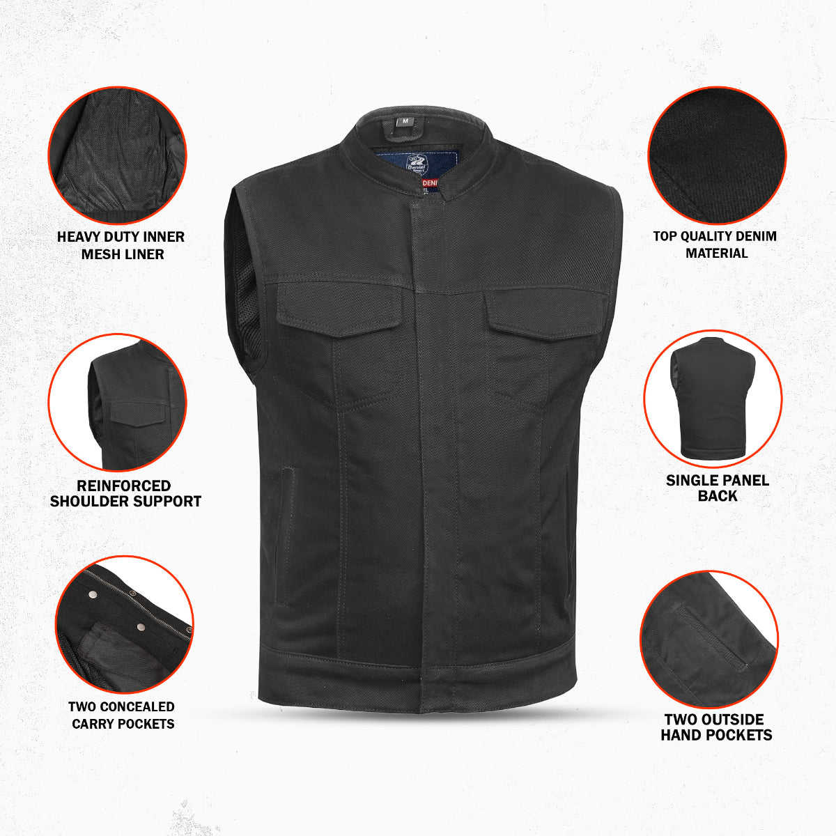Axel Men's Denim Motorcycle Vest