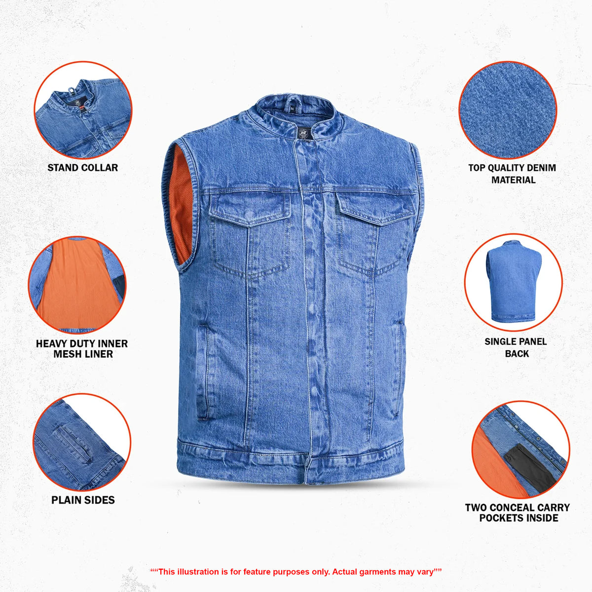 Axel Men's Denim Motorcycle Vest