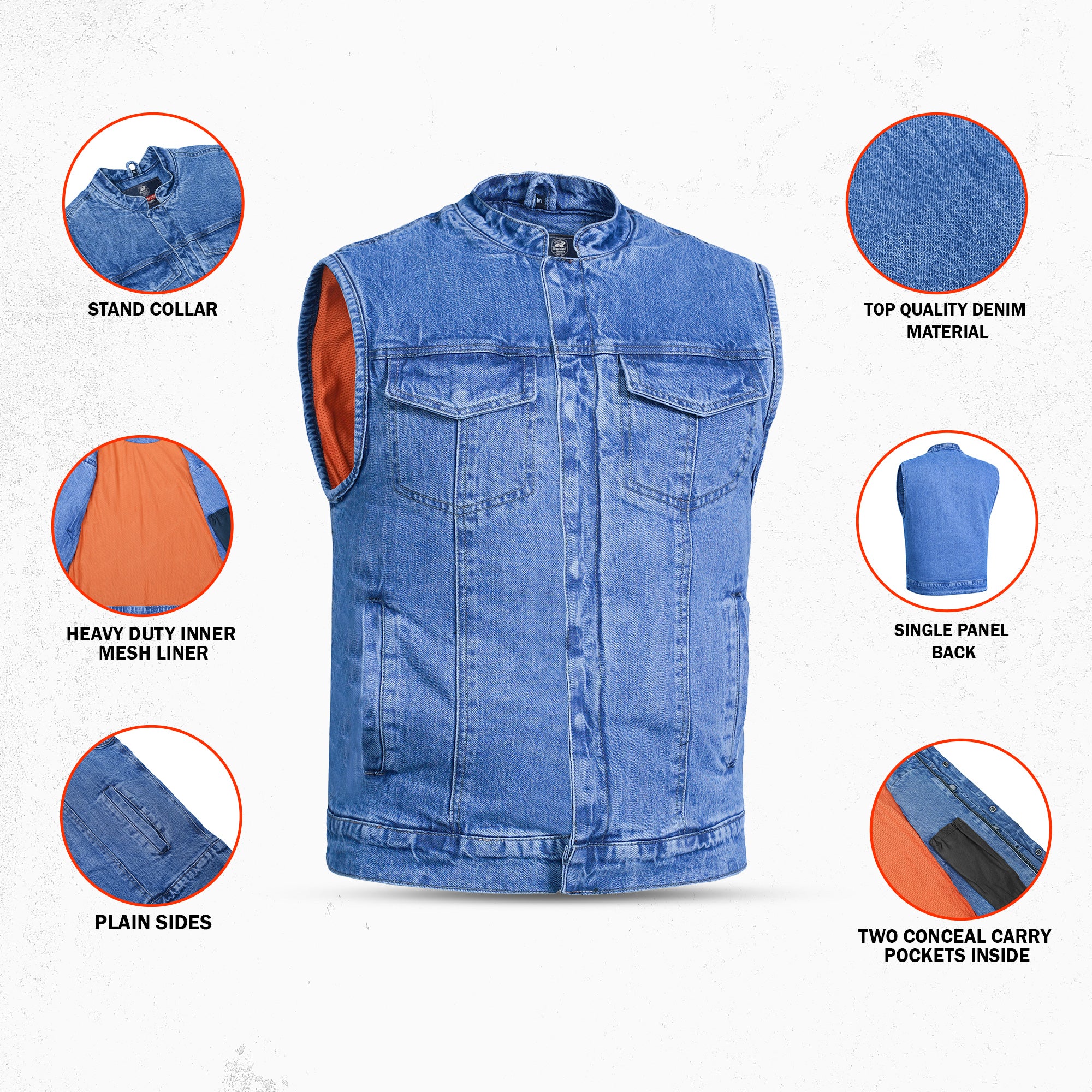 Axel Men's Denim Motorcycle Vest