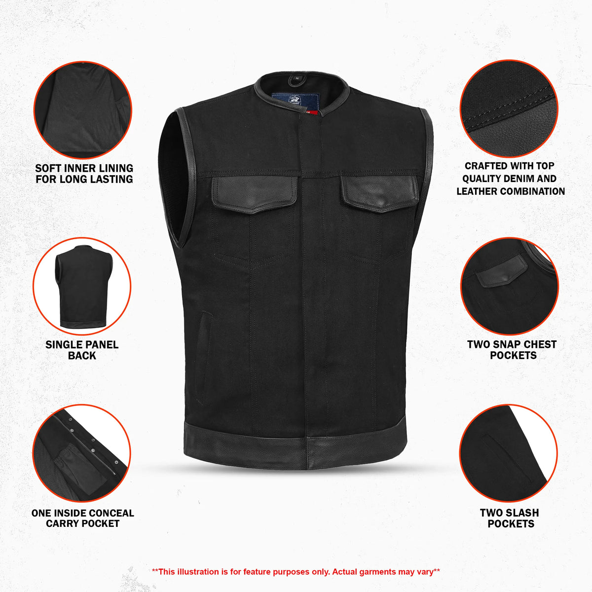 Nitropack Men's Denim Motorcycle Vest