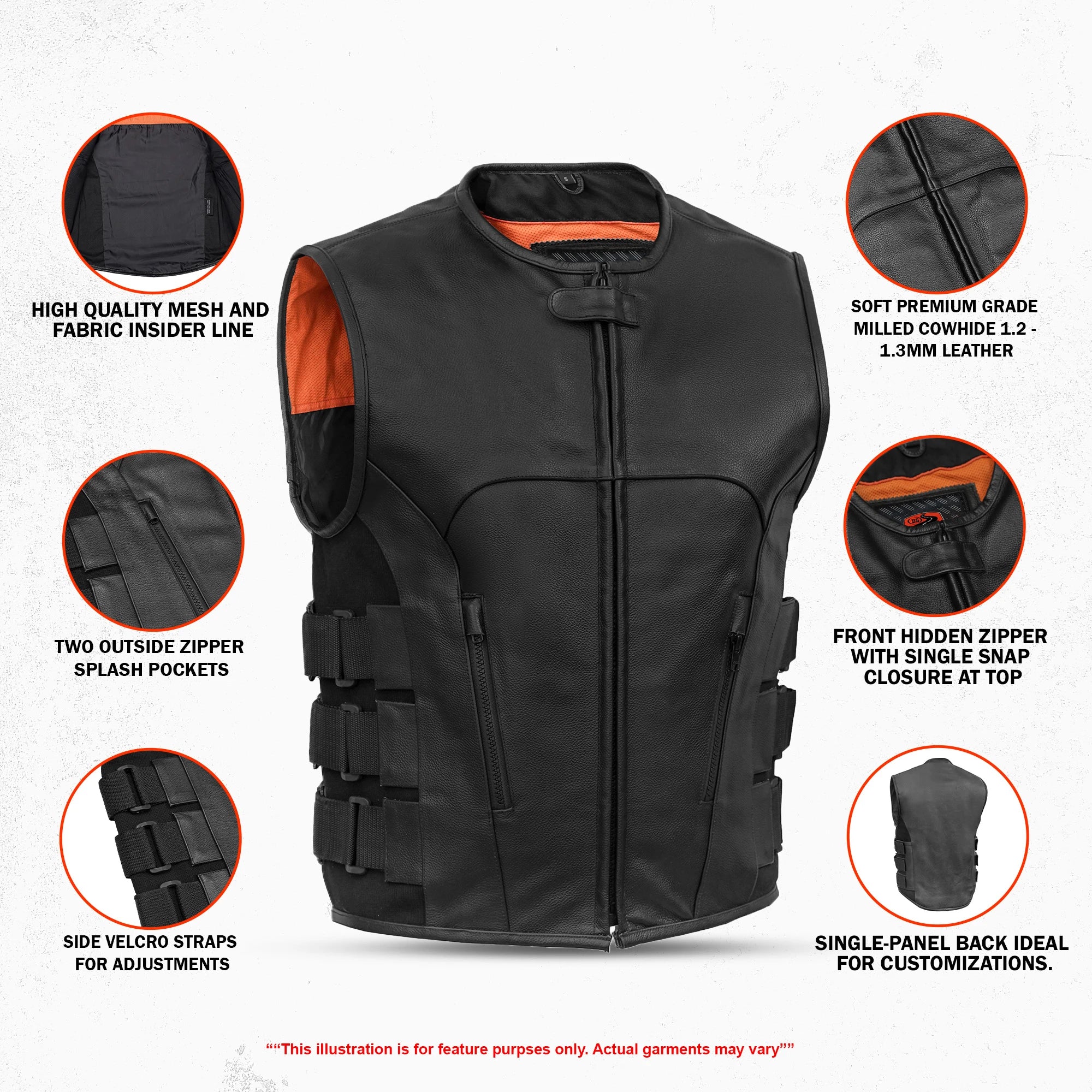 Phantom Men's Motorcycle Leather Vest