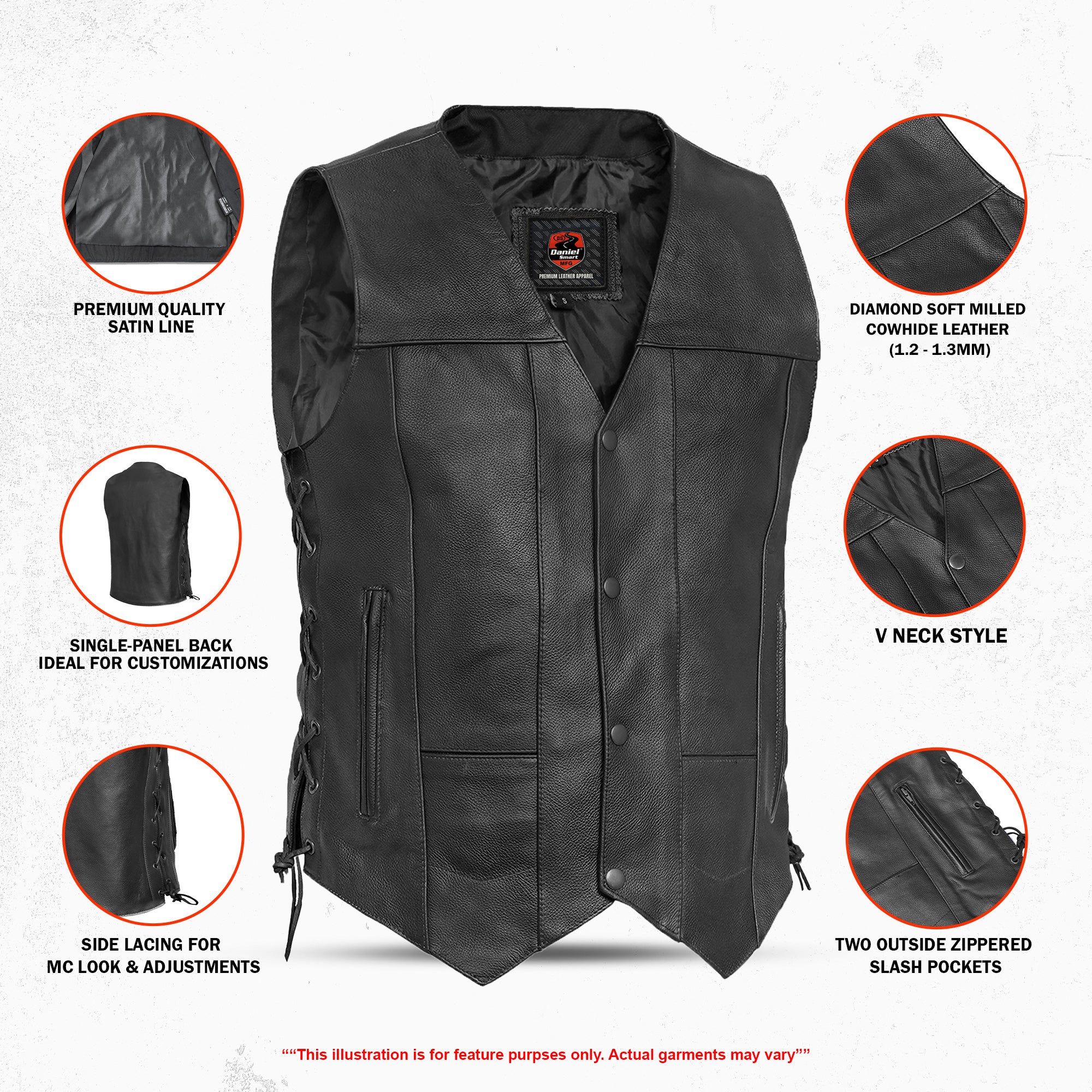 Stashon Men's Motorcycle Leather Vest