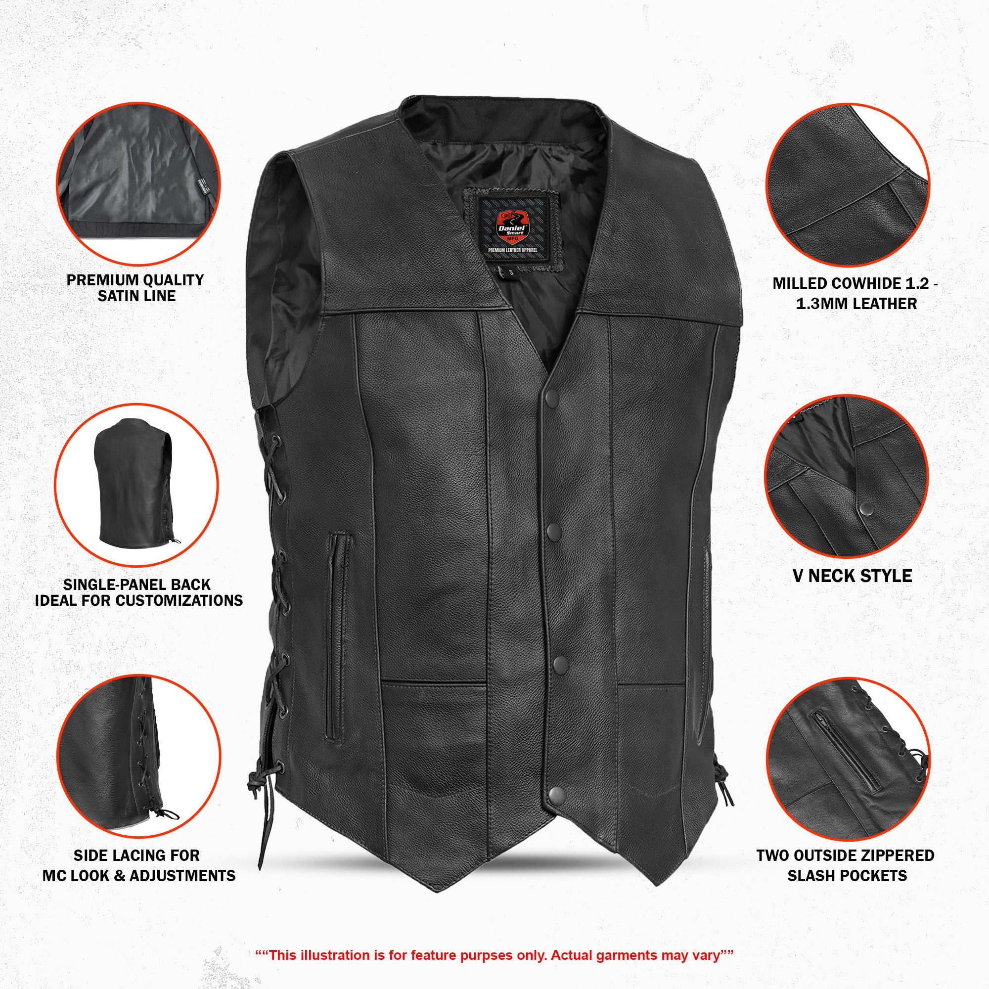 Stashon Men's Motorcycle Leather Vest