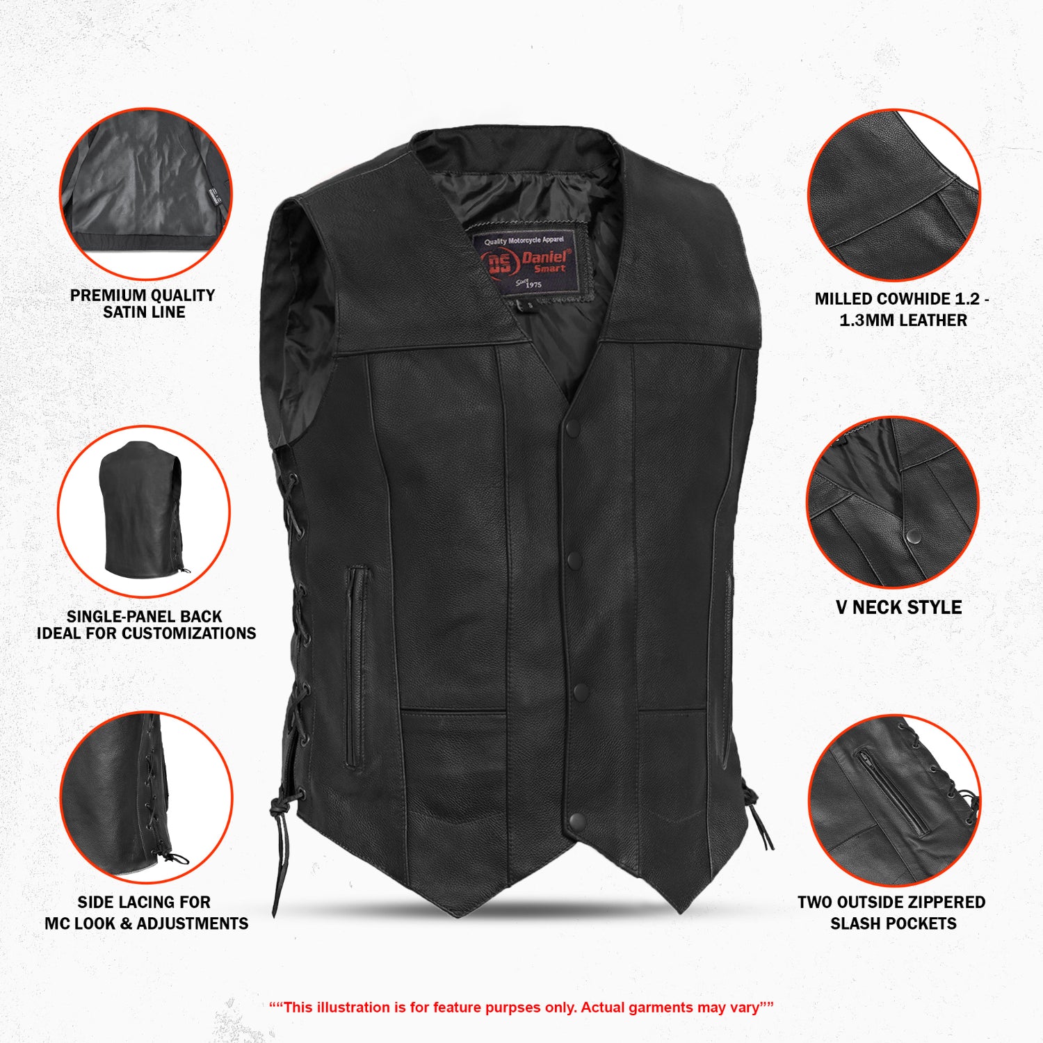Stashon Men's Motorcycle Leather Vest