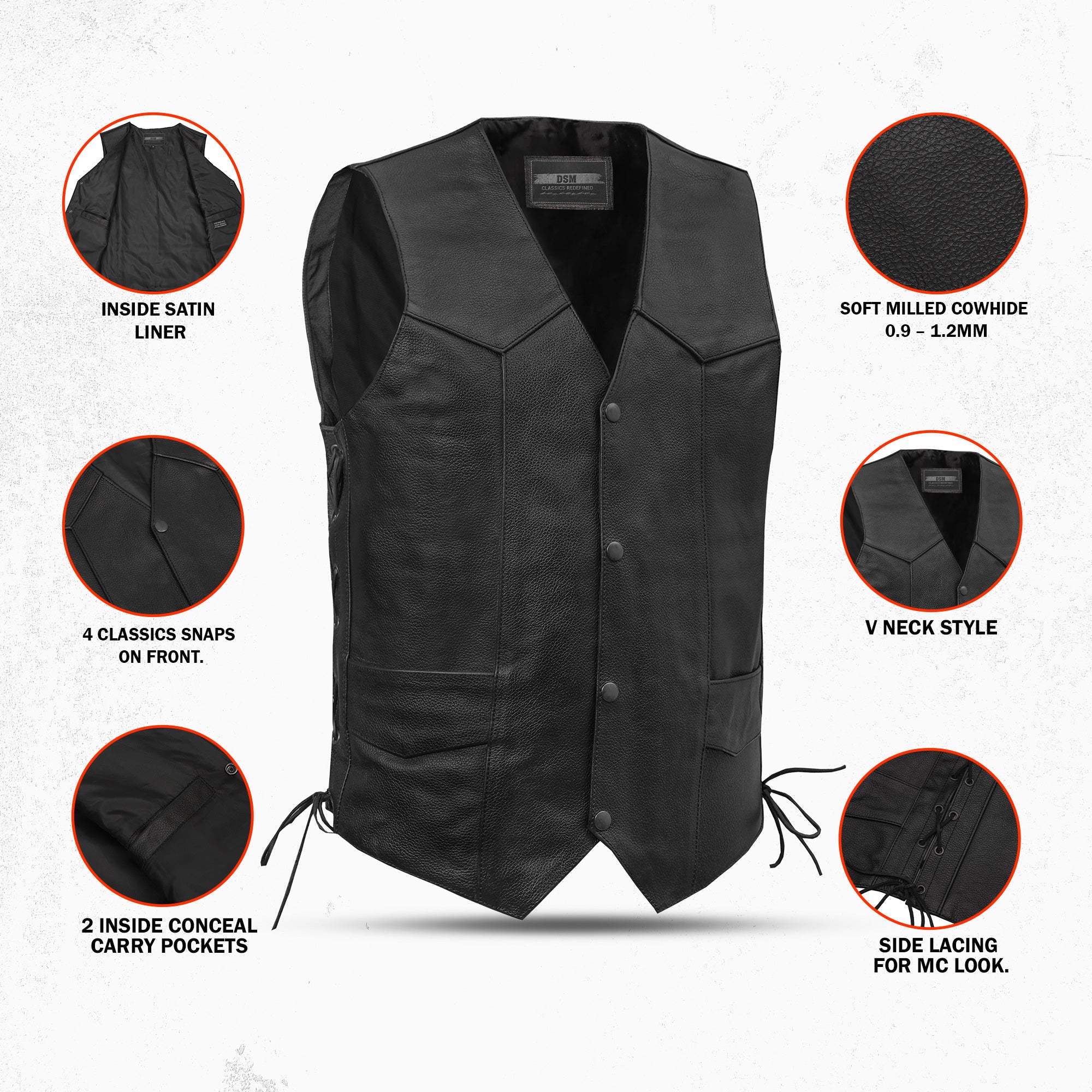 Ryder - Men's Motorcycle Leather Vest