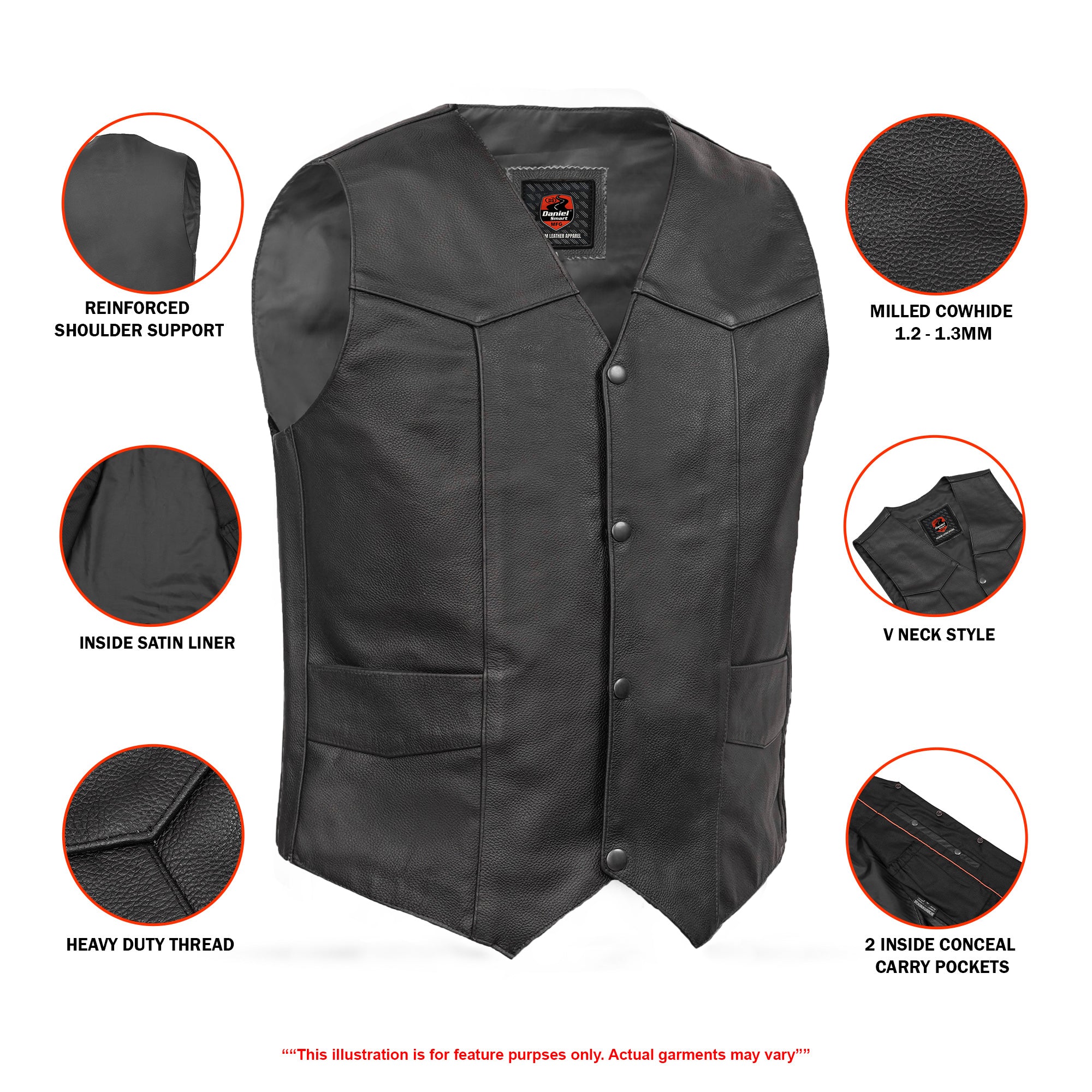 Strider Men's Motorcycle Leather Vest