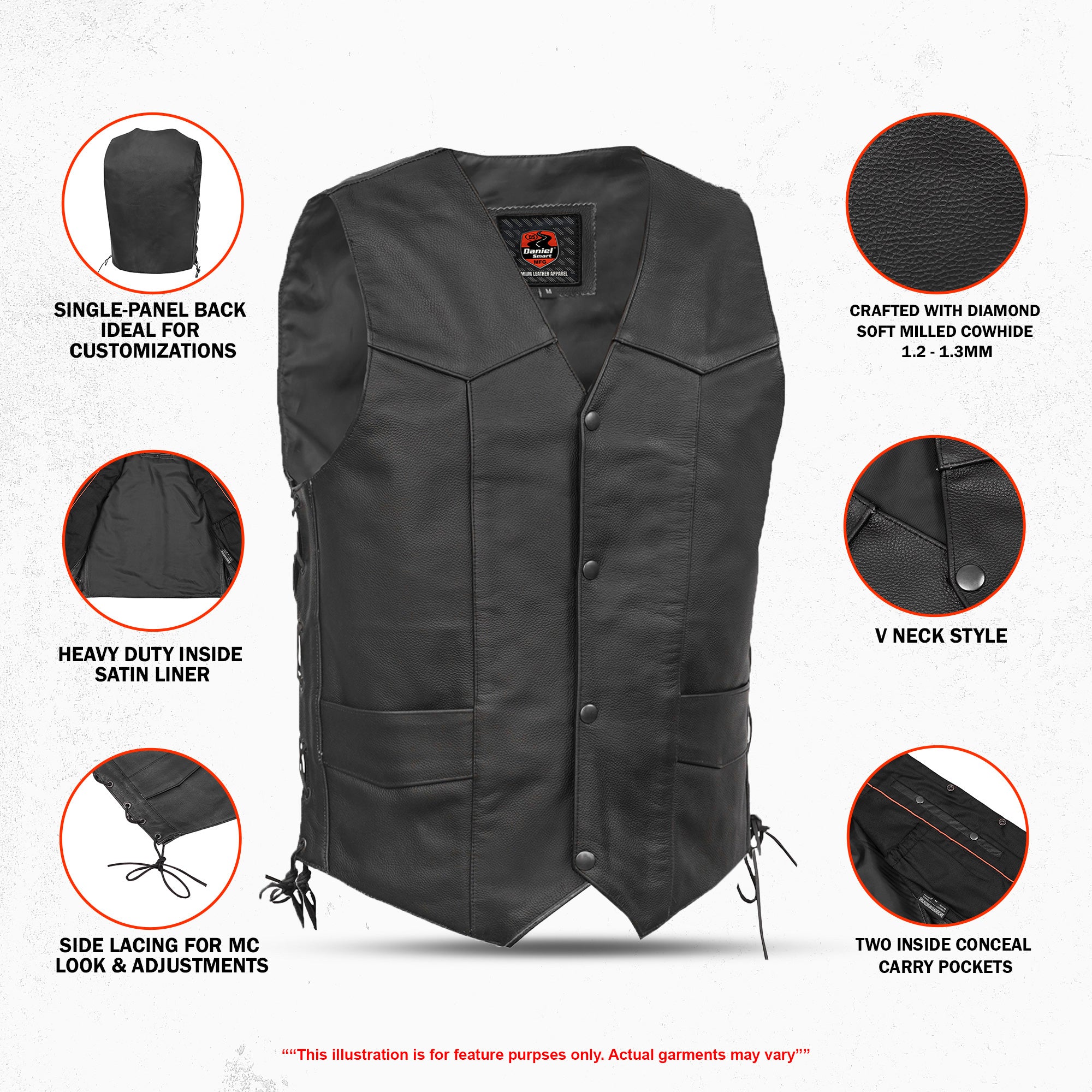 Jax - Men's Motorcycle Leather Vest