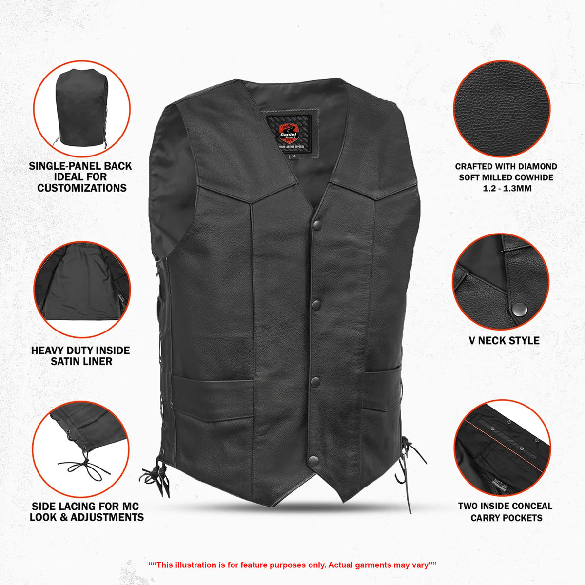 Jax - Men's Motorcycle Leather Vest