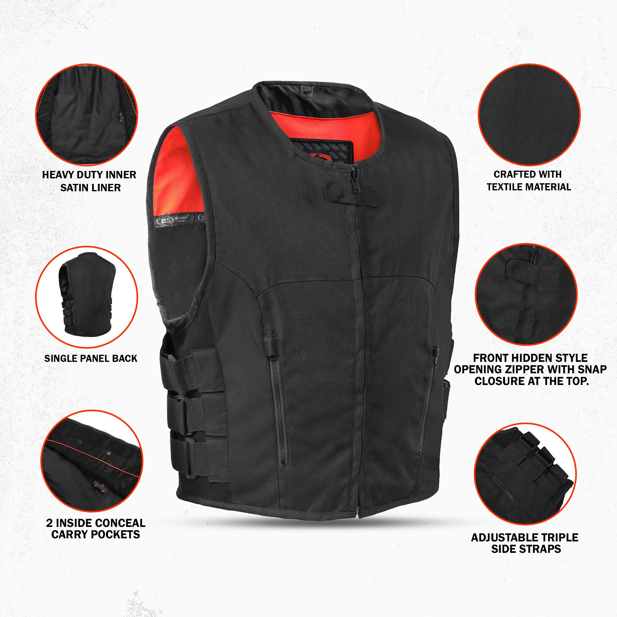 Risker Men's Textile Motorcycle Vest