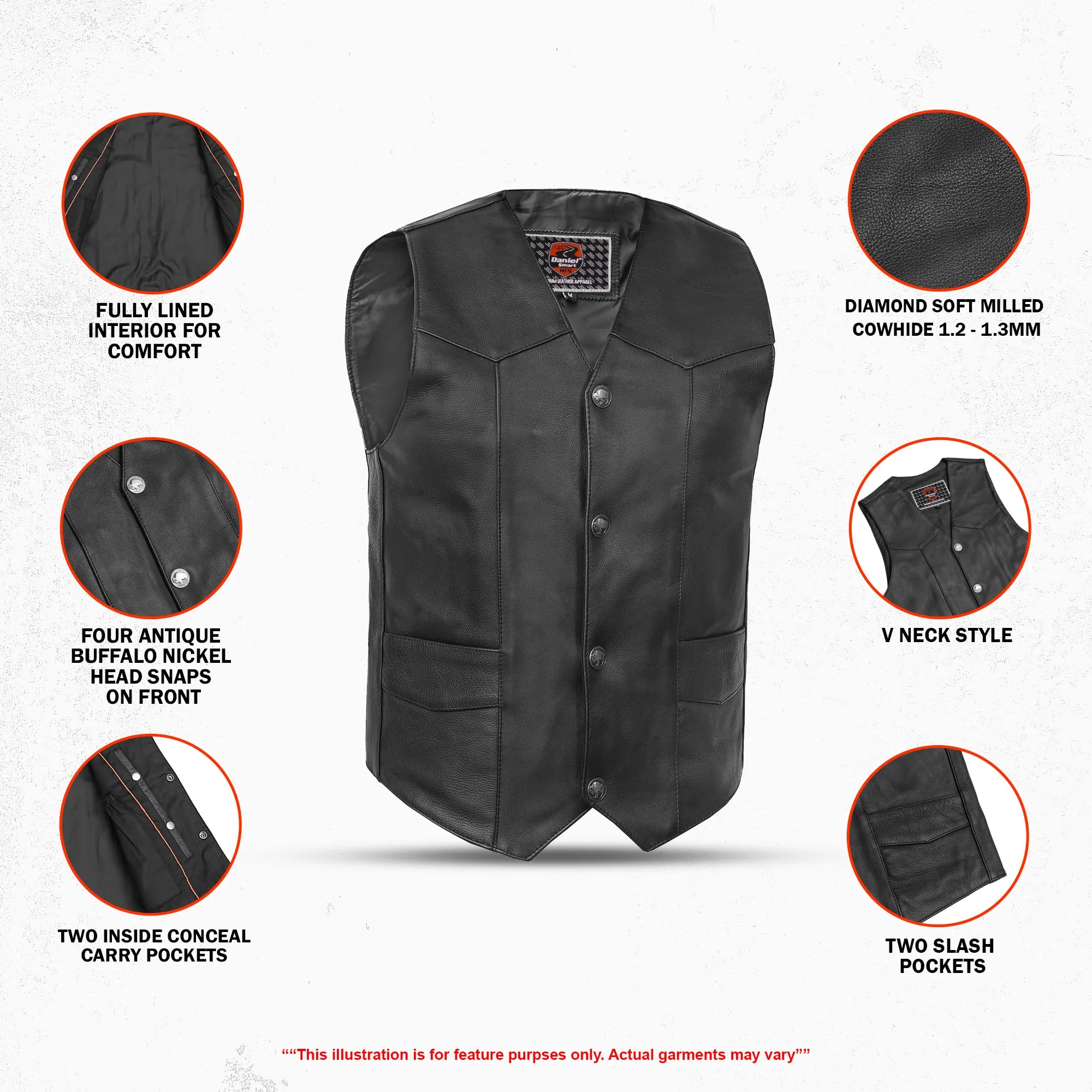 Singra Men's Motorcycle Leather Vest