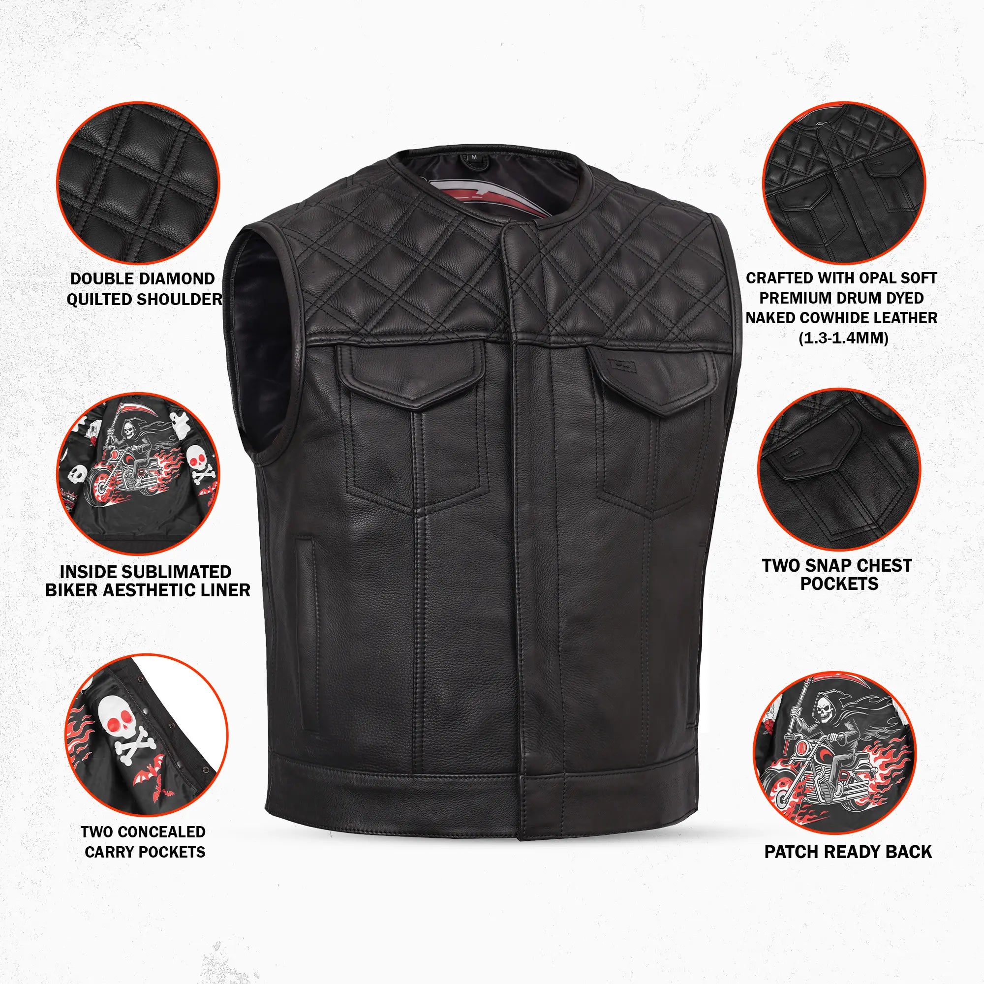 Emberline Drifter - Men’s Leather Motorcycle Vest
