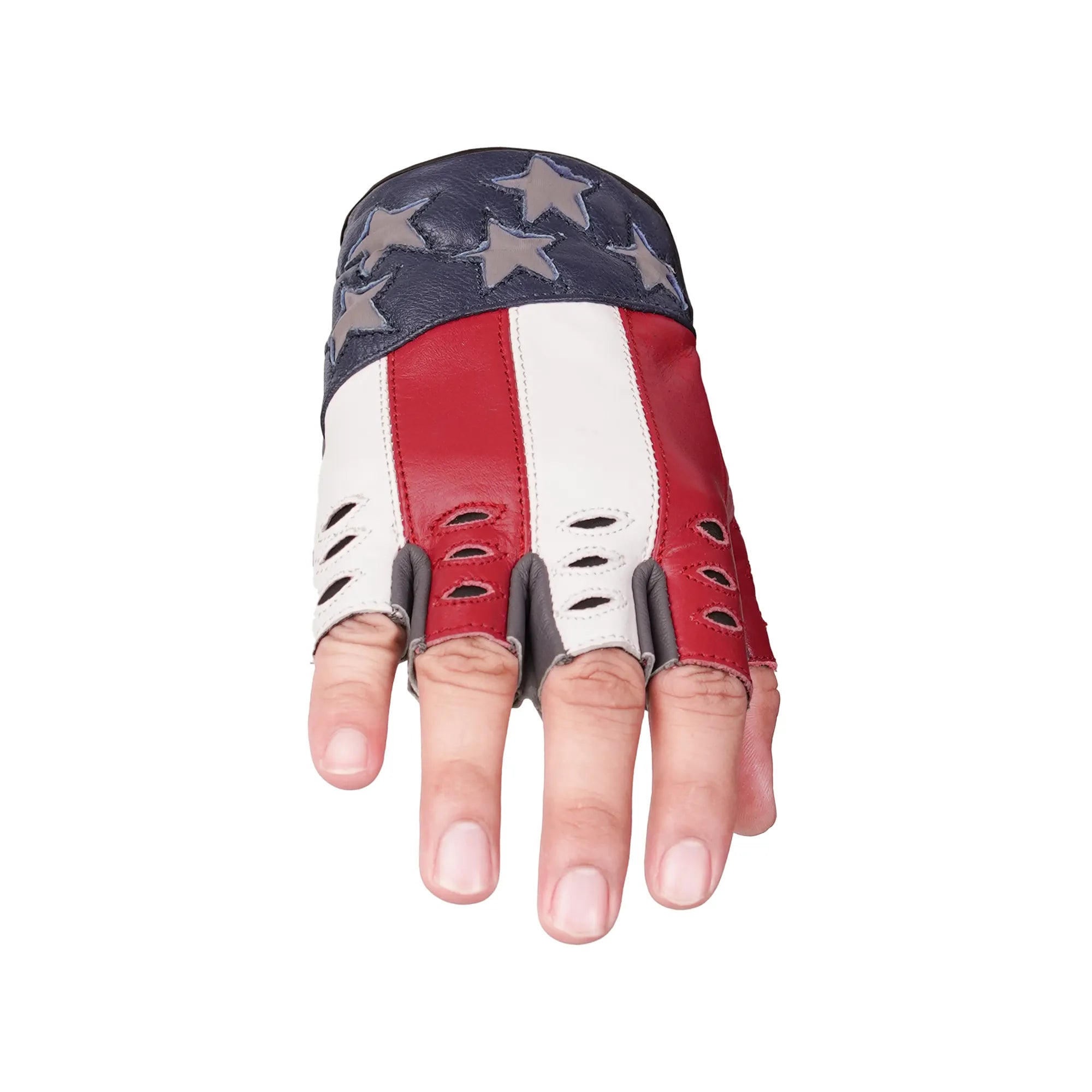 Freedom - Men's Leather Motorcycle Fingerless Gloves