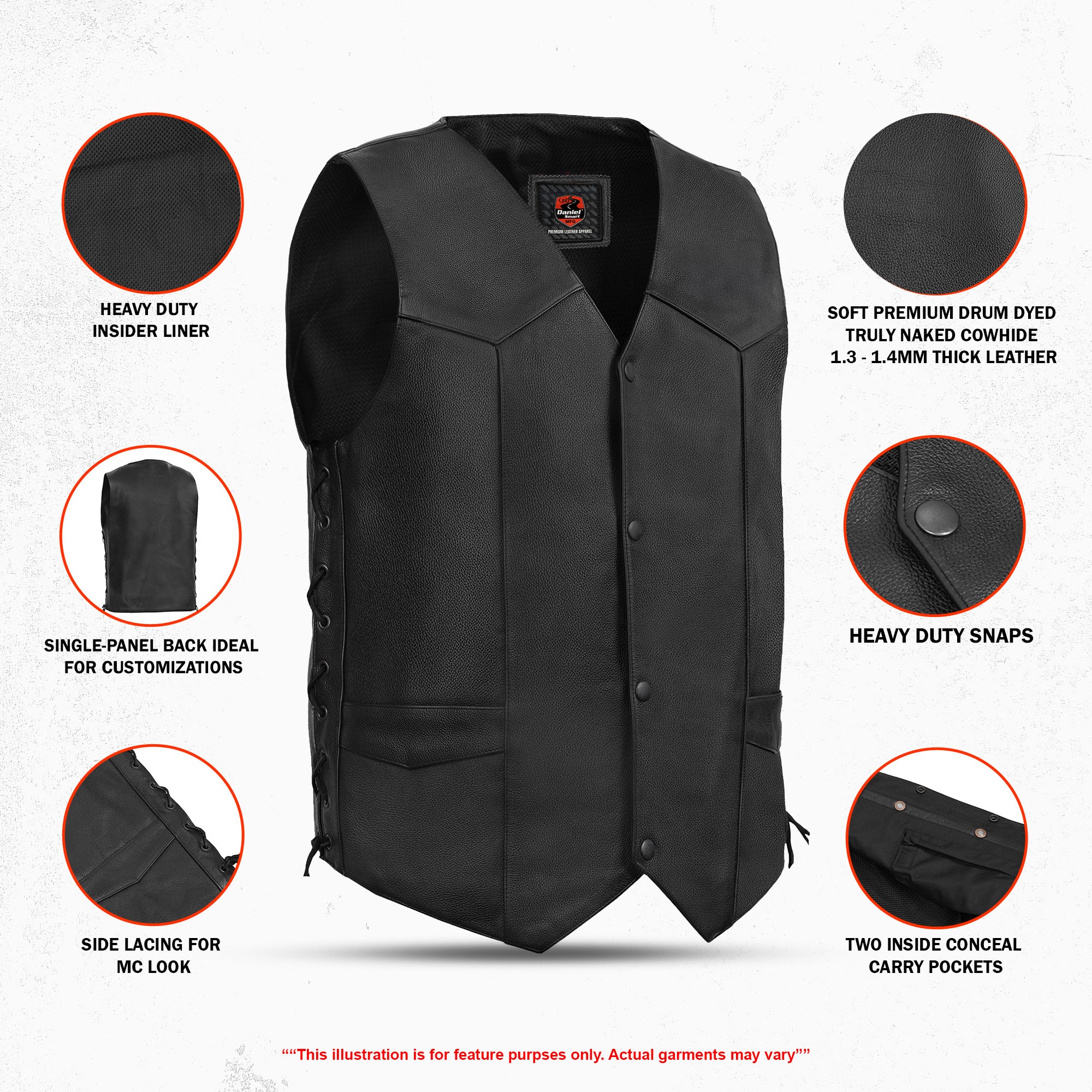 Interceptor Men's Motorcycle Leather Vest