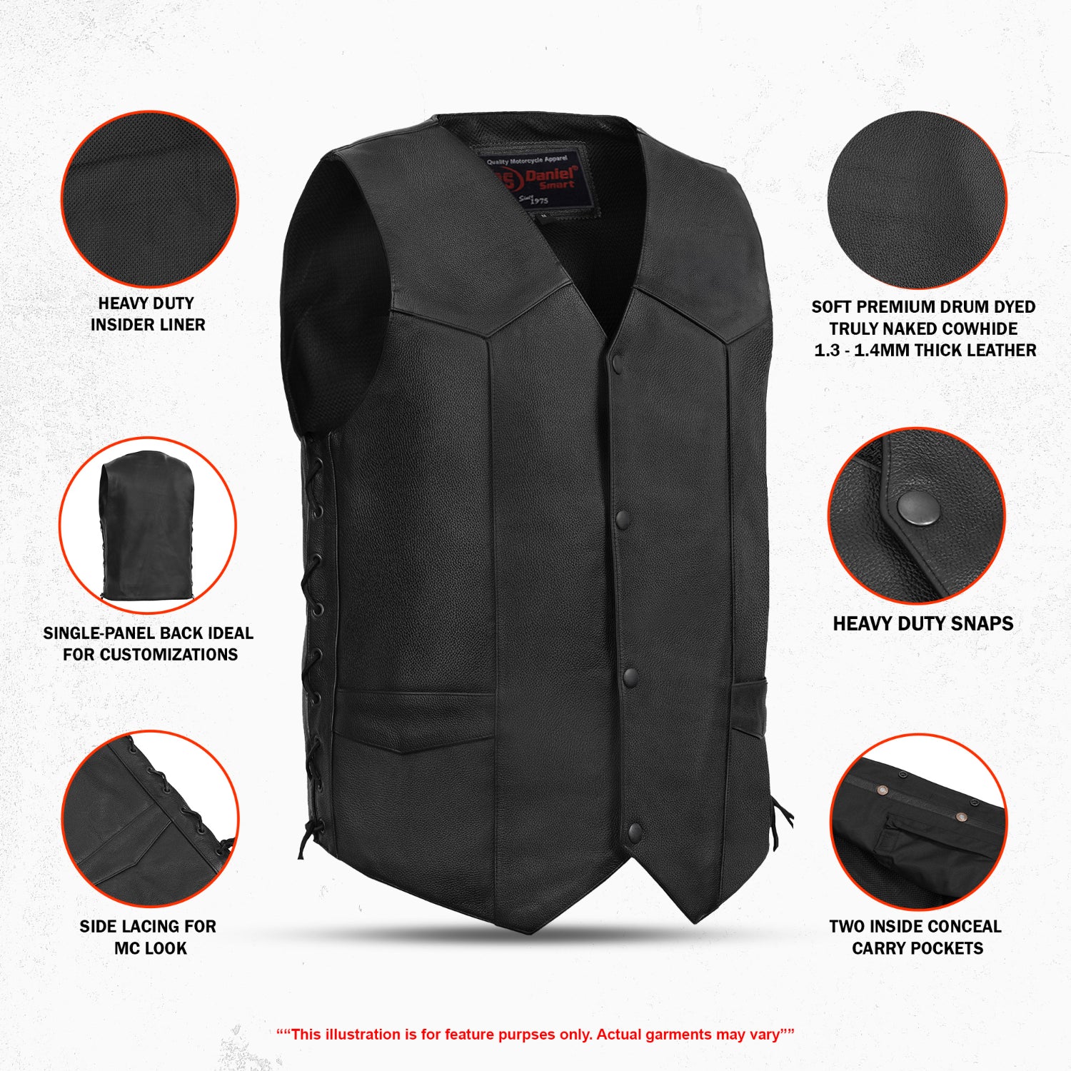 Interceptor Men's Motorcycle Leather Vest