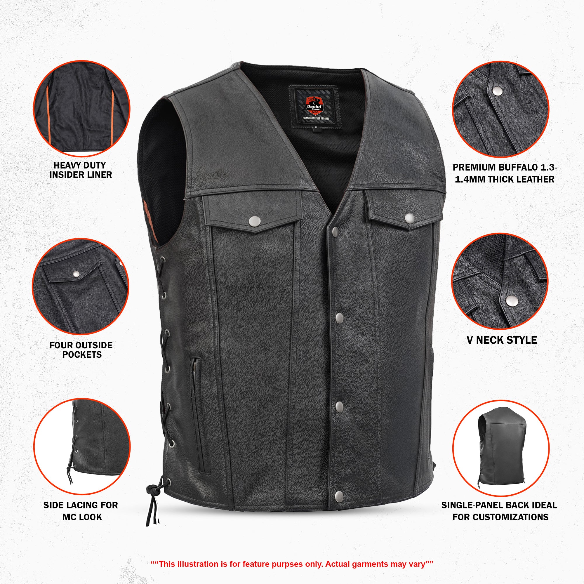 Stormer Men's Motorcycle Leather Vest