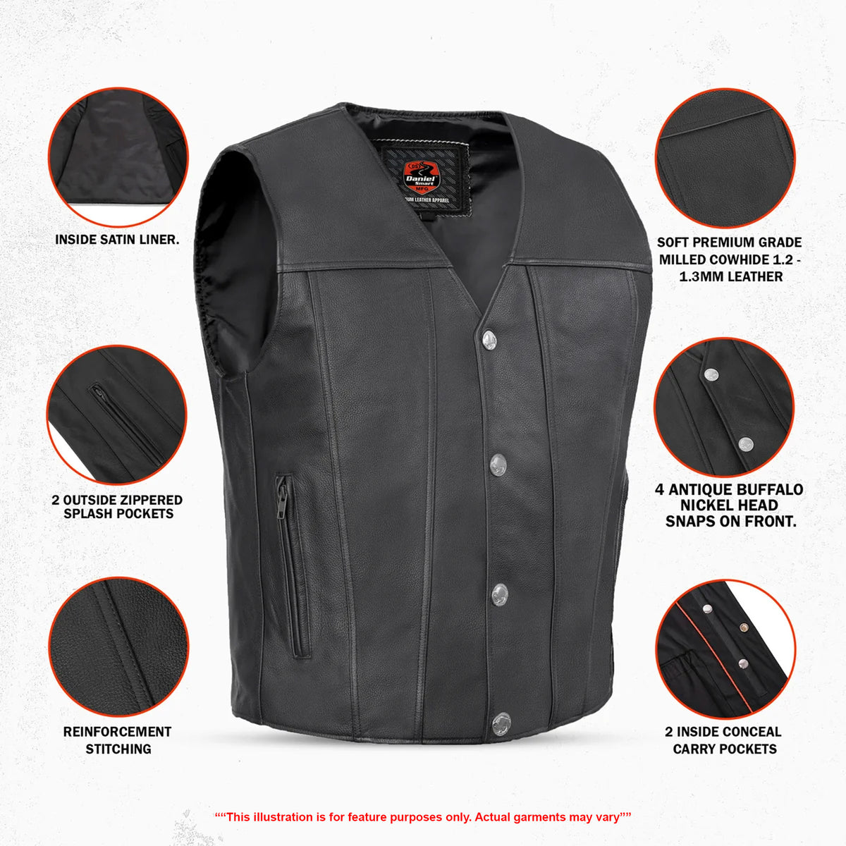 Wyatt Men's Motorcycle Leather Vest