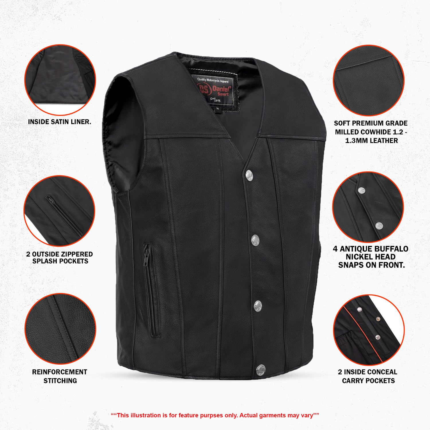 Wyatt Men's Motorcycle Leather Vest