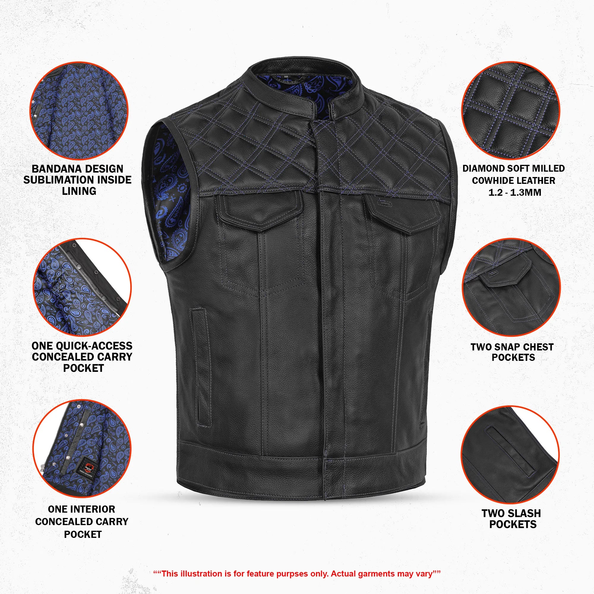Cobalt Men’s Motorcycle Leather Vest