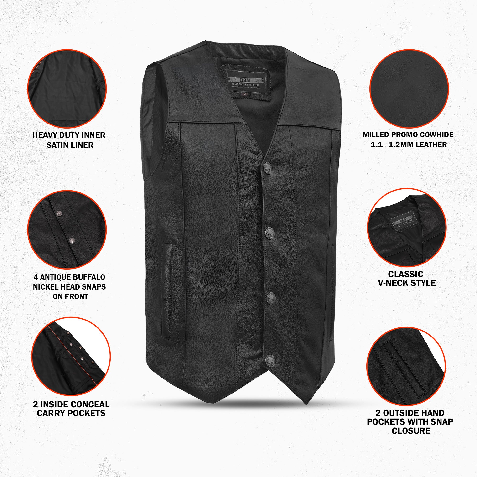 Trinity Men's Motorcycle Leather Vest