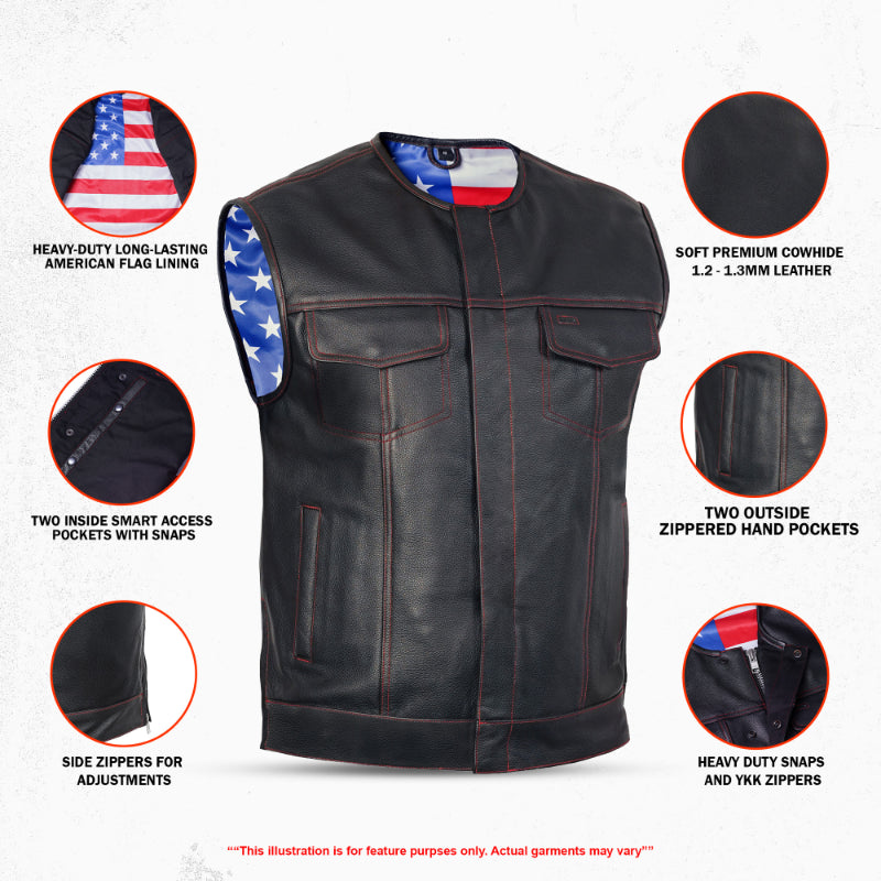 Stitchon - Men's Motorcycle Leather Vest