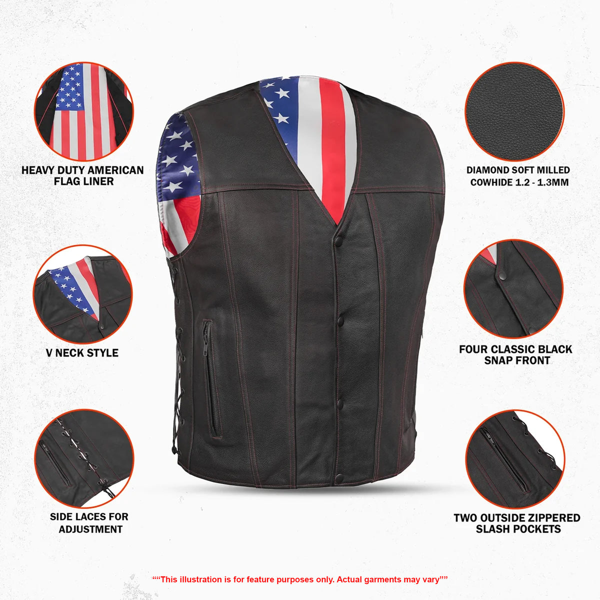 Honor™ Men's Motorcycle Leather Vest