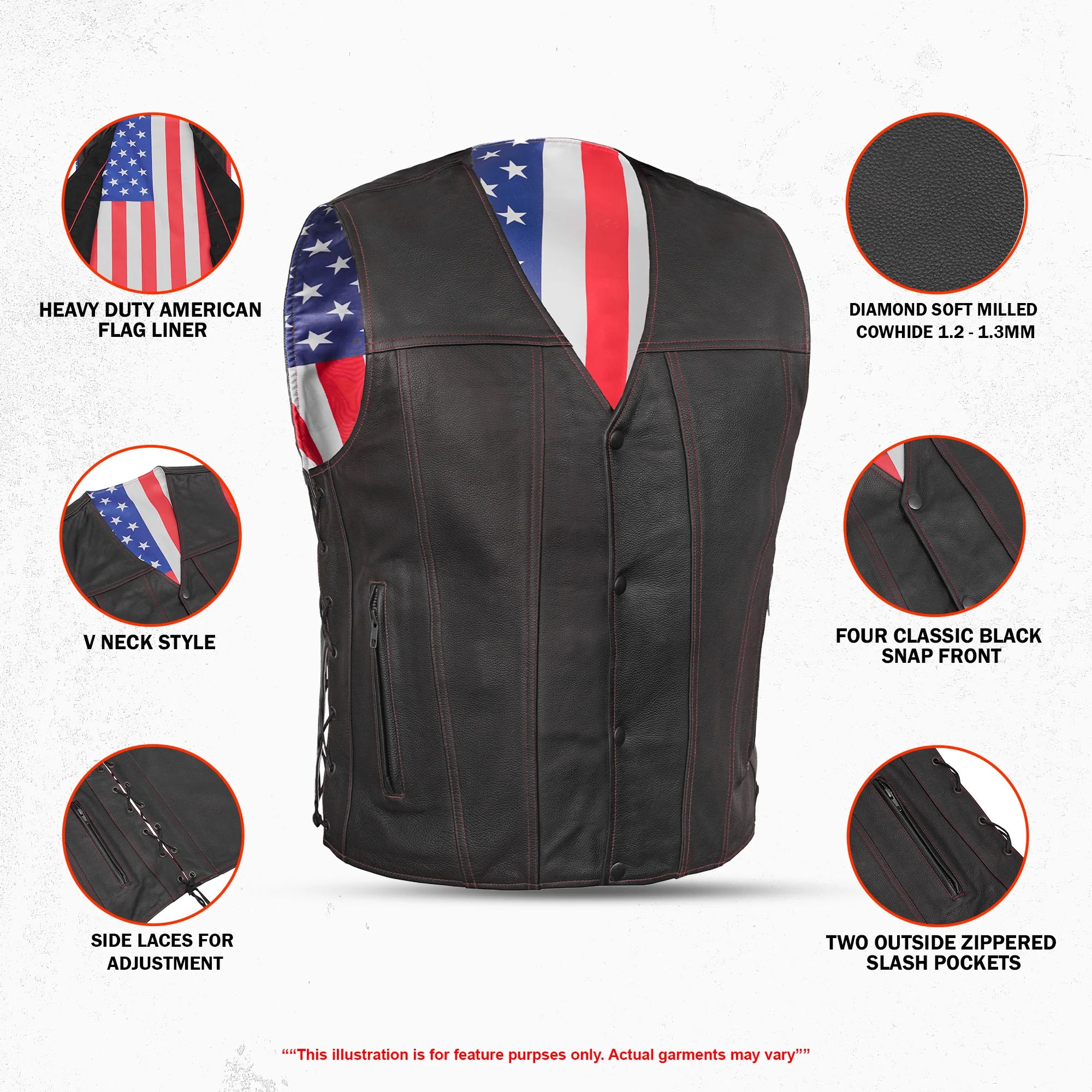 Honor™ Men's Motorcycle Leather Vest