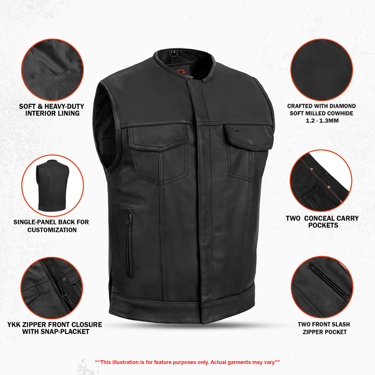 Vestra Men's Motorcycle Leather Vest