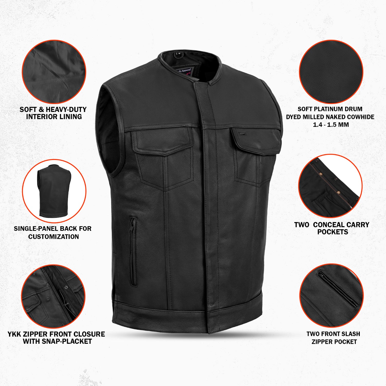 Vestra Men's Motorcycle Leather Vest