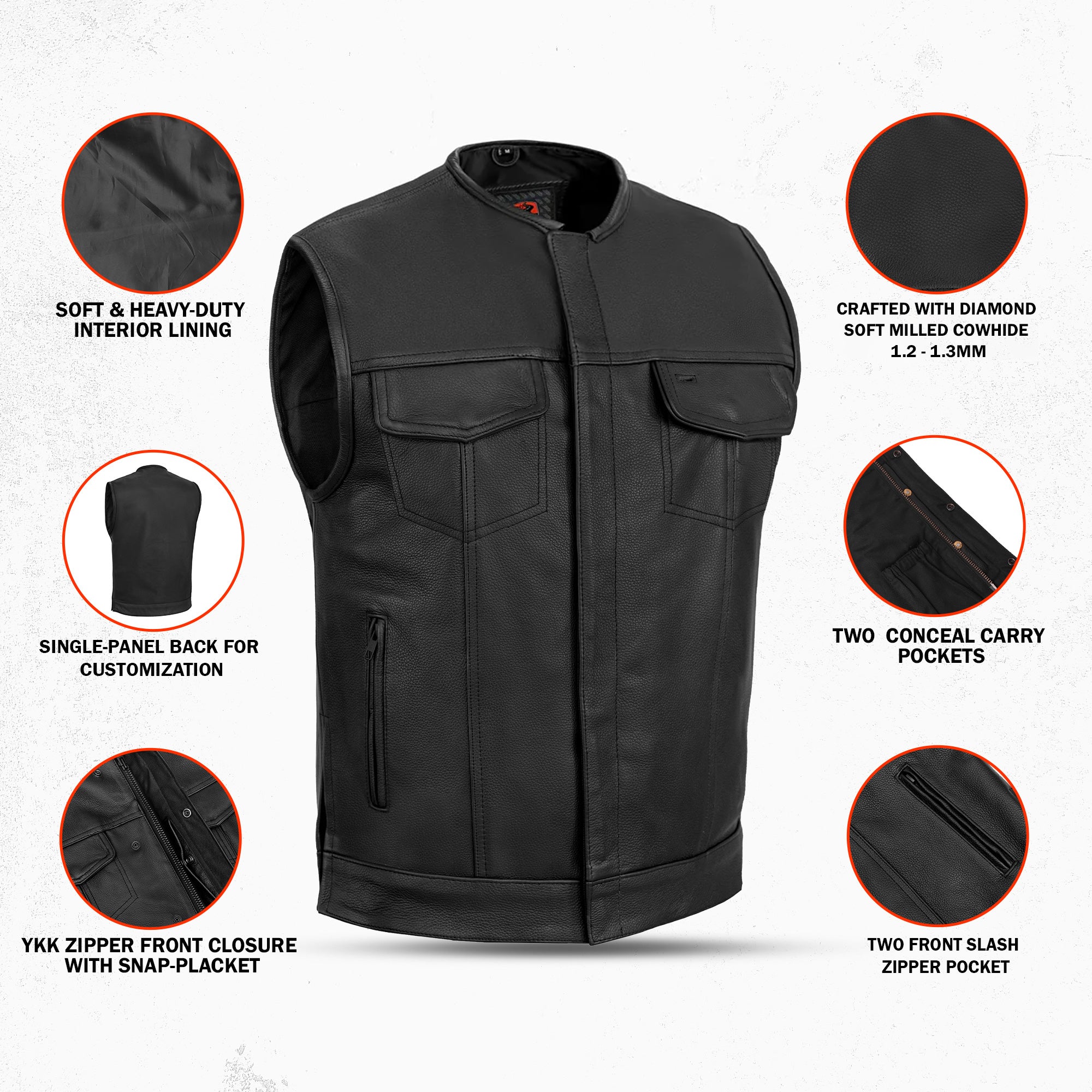 Vestra Men's Motorcycle Leather Vest