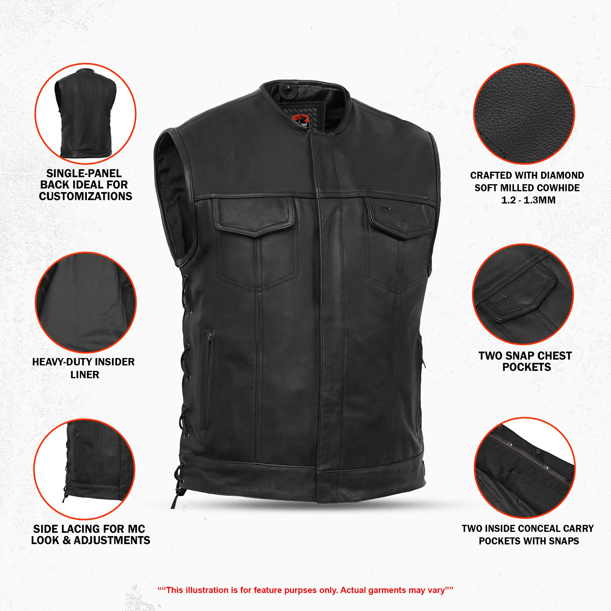Hawk Men's Motorcycle Leather Vest