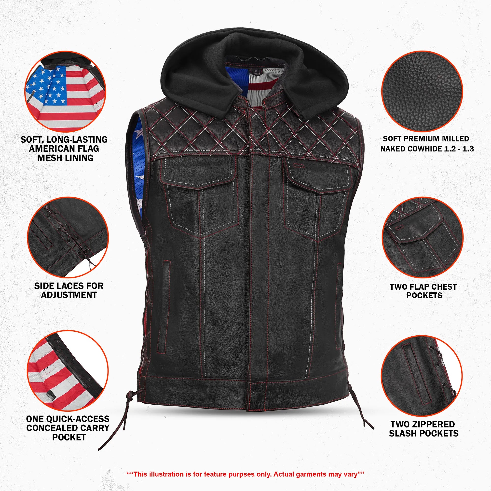 Redline™ Men's Motorcycle Leather Vest