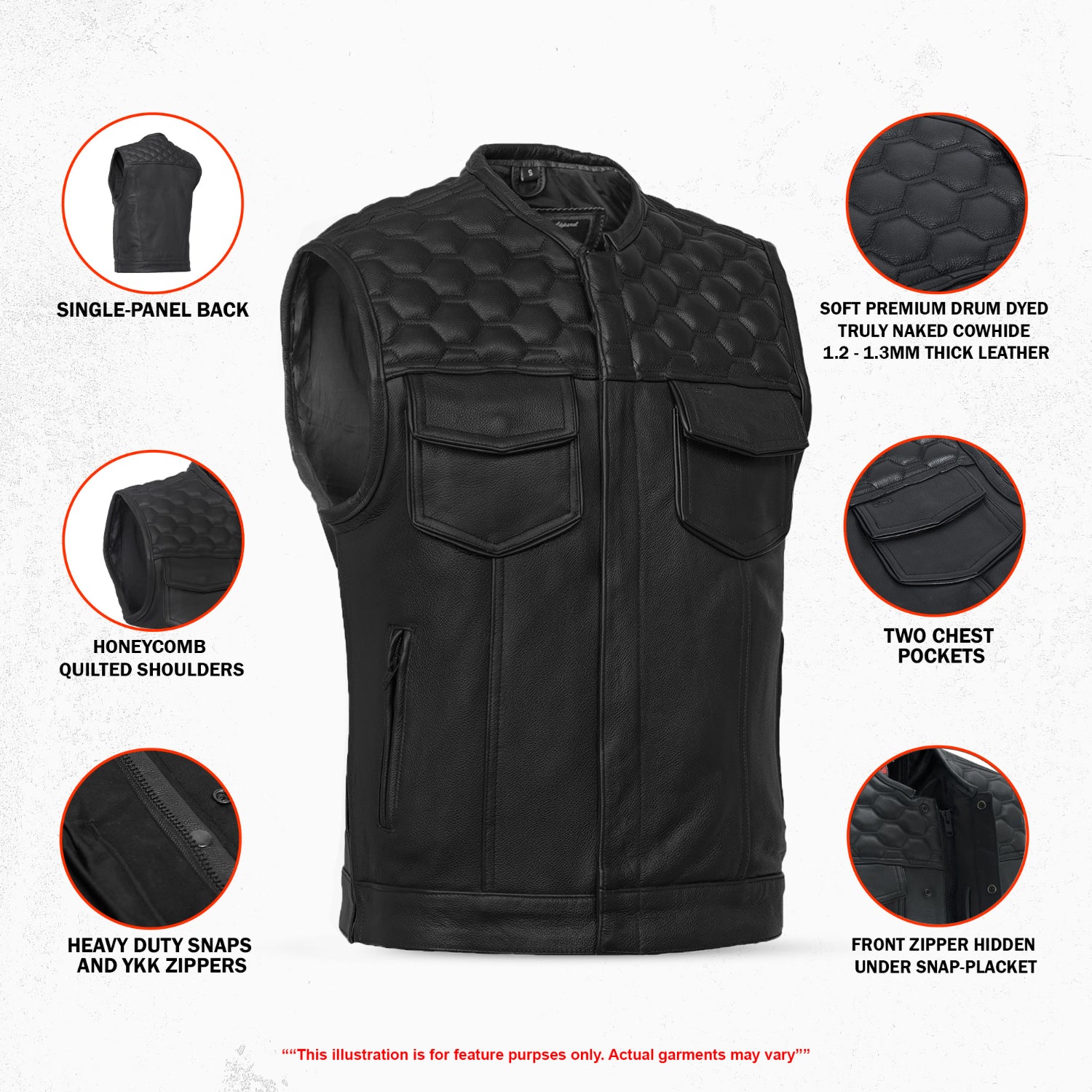 Neo Men's Motorcycle Leather Vest
