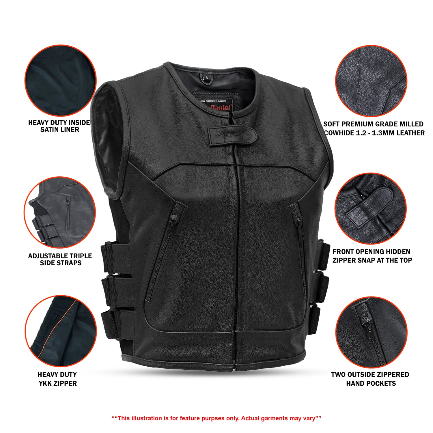 Stealth Women's Leather Motorcycle Vest