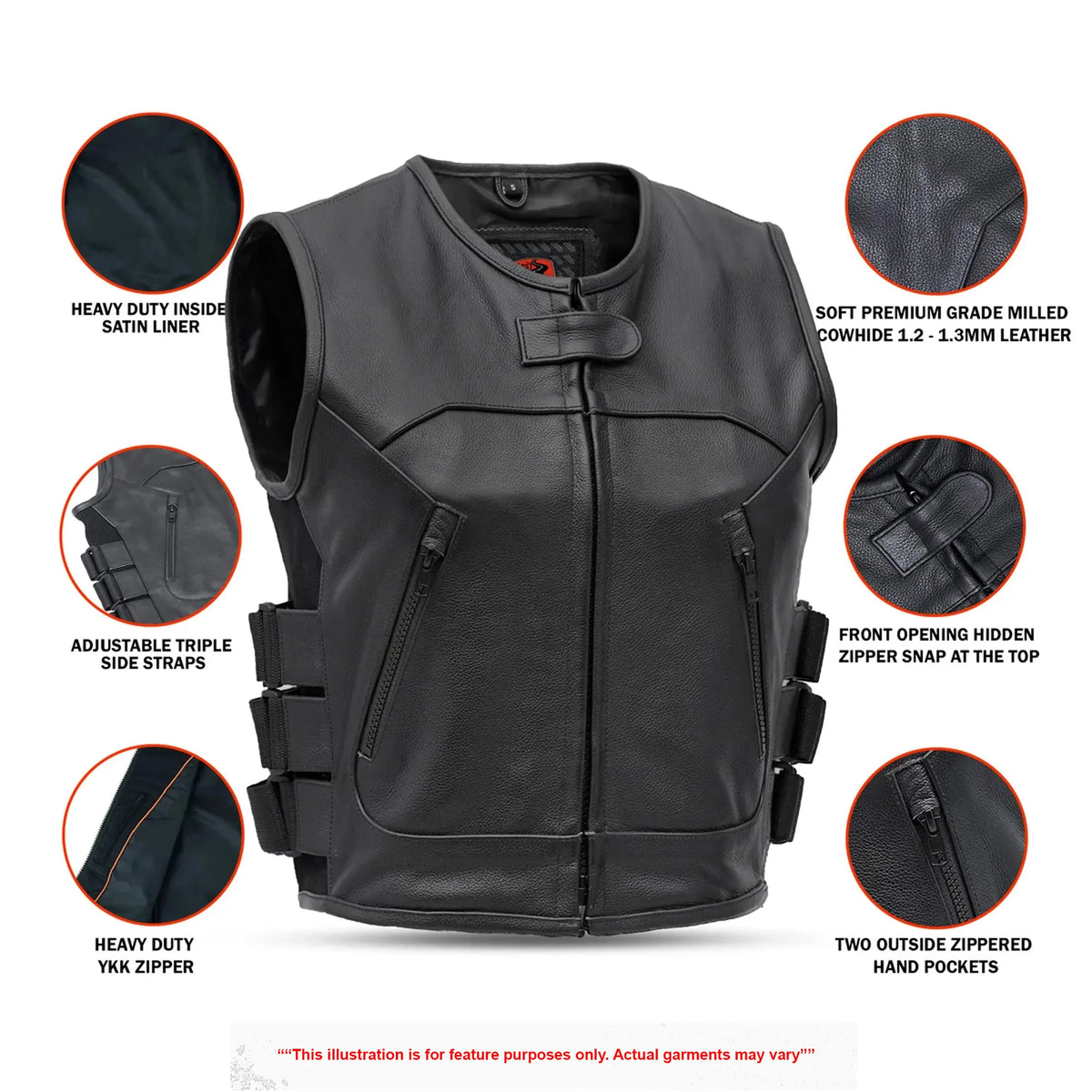 Stealth Women's Leather Motorcycle Vest