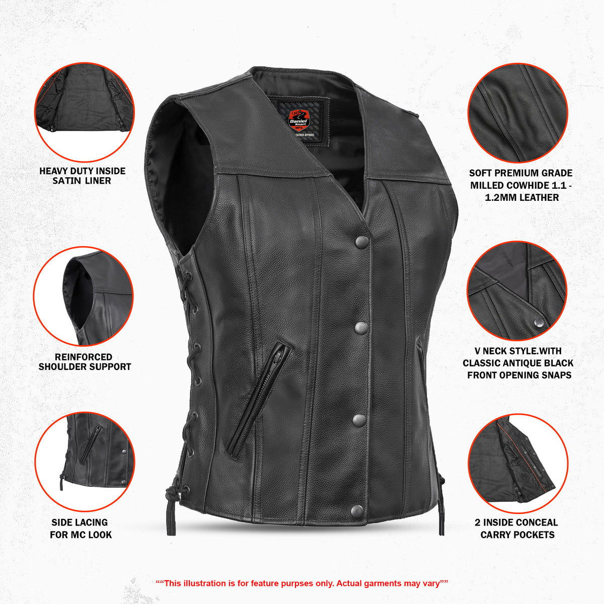 Swift™ Women's Leather Motorcycle Vest